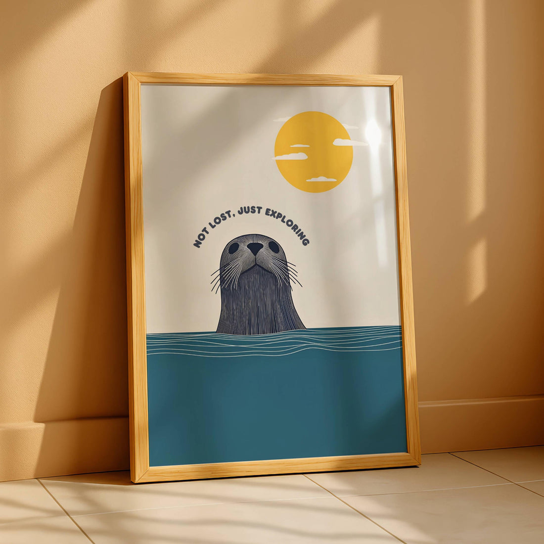 Cute Seal Wall Art Print – Minimalist Ocean Animal Poster Coastal Beach Decor