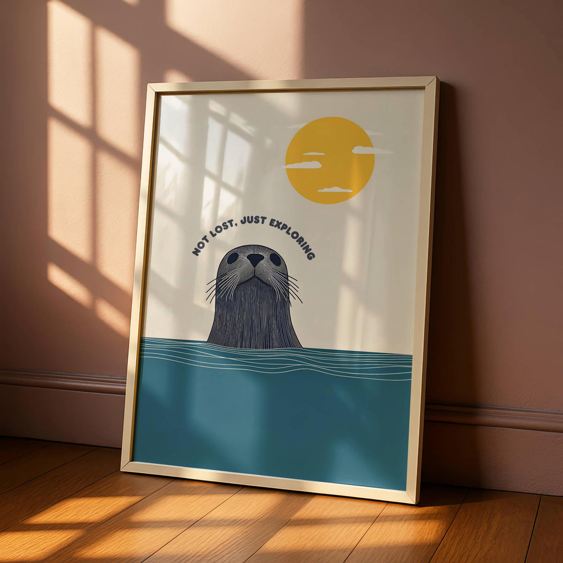 Cute Seal Wall Art Print – Minimalist Ocean Animal Poster Coastal Beach Decor