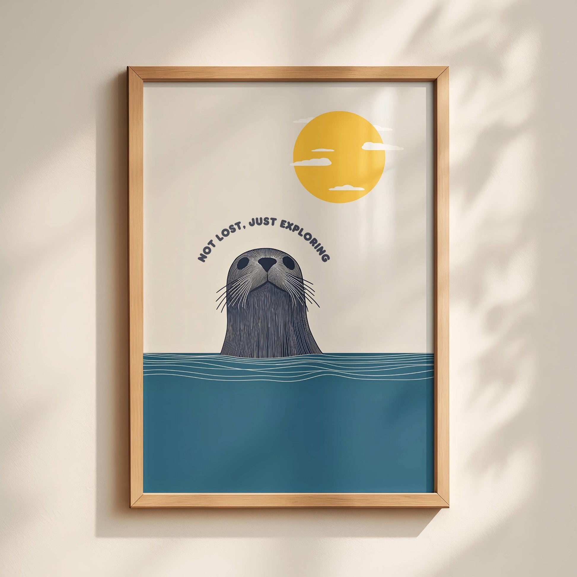 Cute Seal Wall Art Print – Minimalist Ocean Animal Poster Coastal Beach Decor