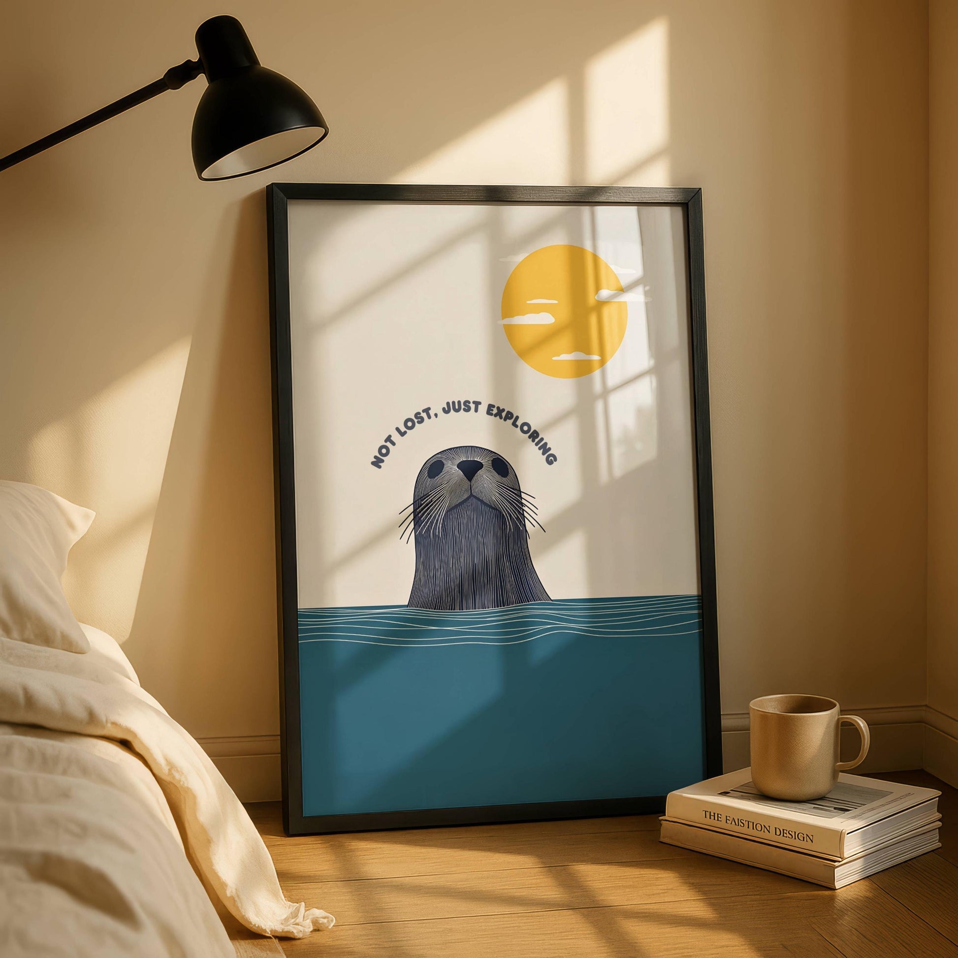 Cute Seal Wall Art Print – Minimalist Ocean Animal Poster Coastal Beach Decor