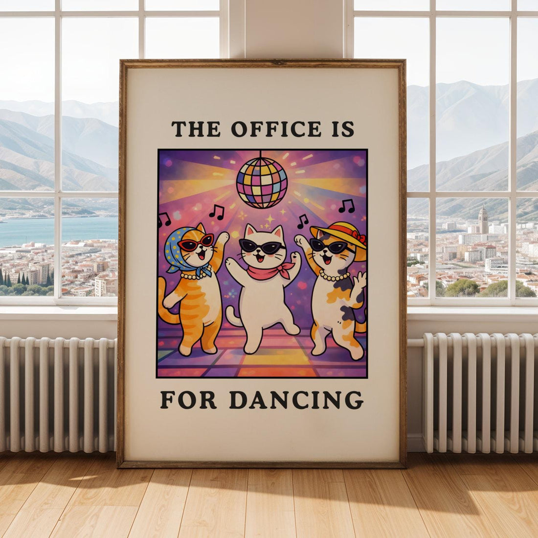 Dancing Cats Office Wall Art Print – Funny Work Humor Poster Gift