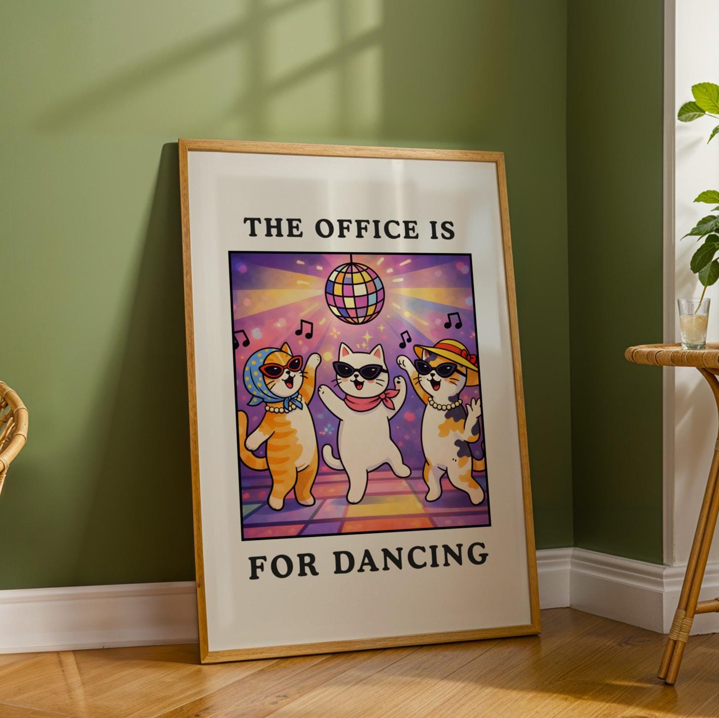 Dancing Cats Office Wall Art Print – Funny Work Humor Poster Gift