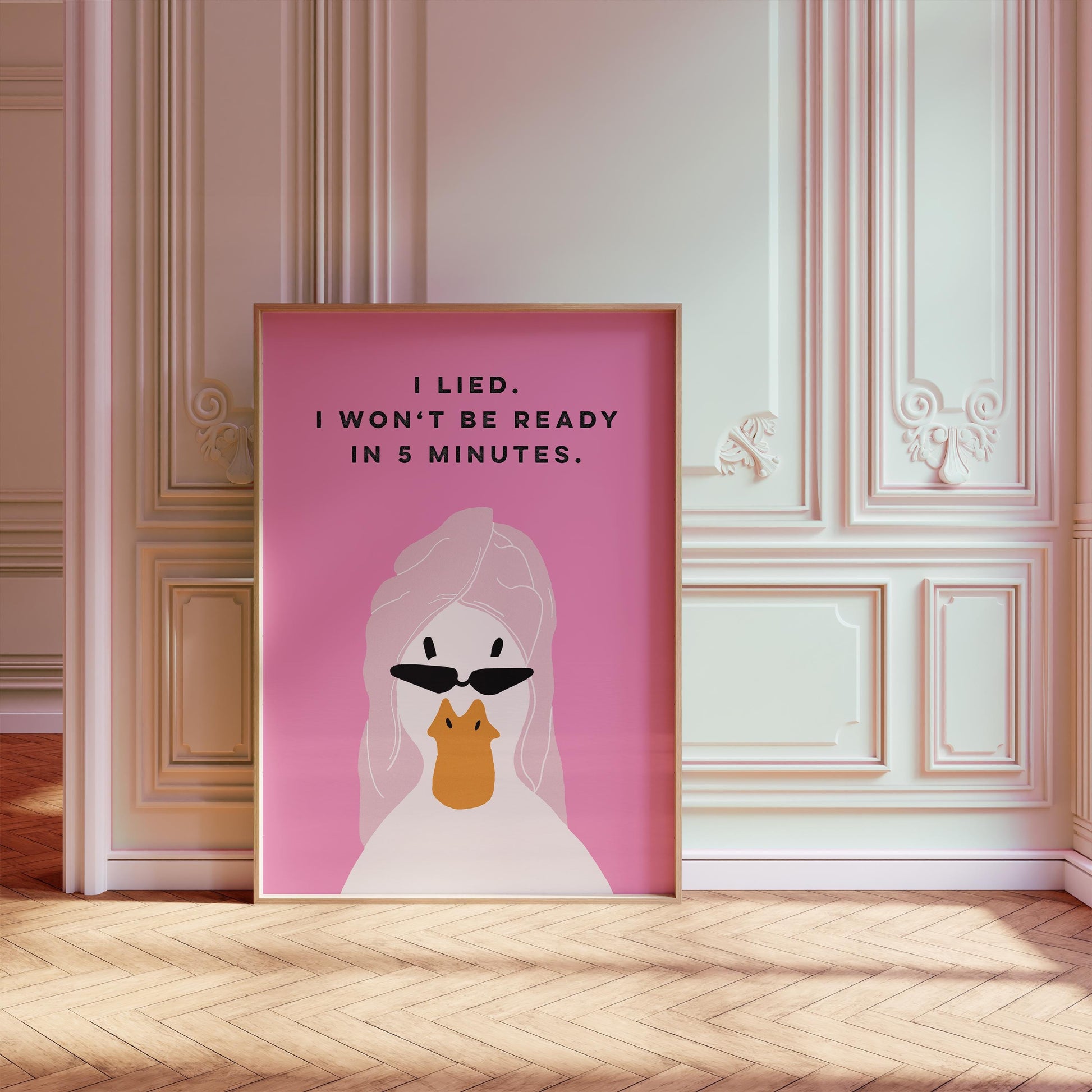 Diva Duck Bathroom Wall Art Print – Pink Retro Funny Self-Care Poster