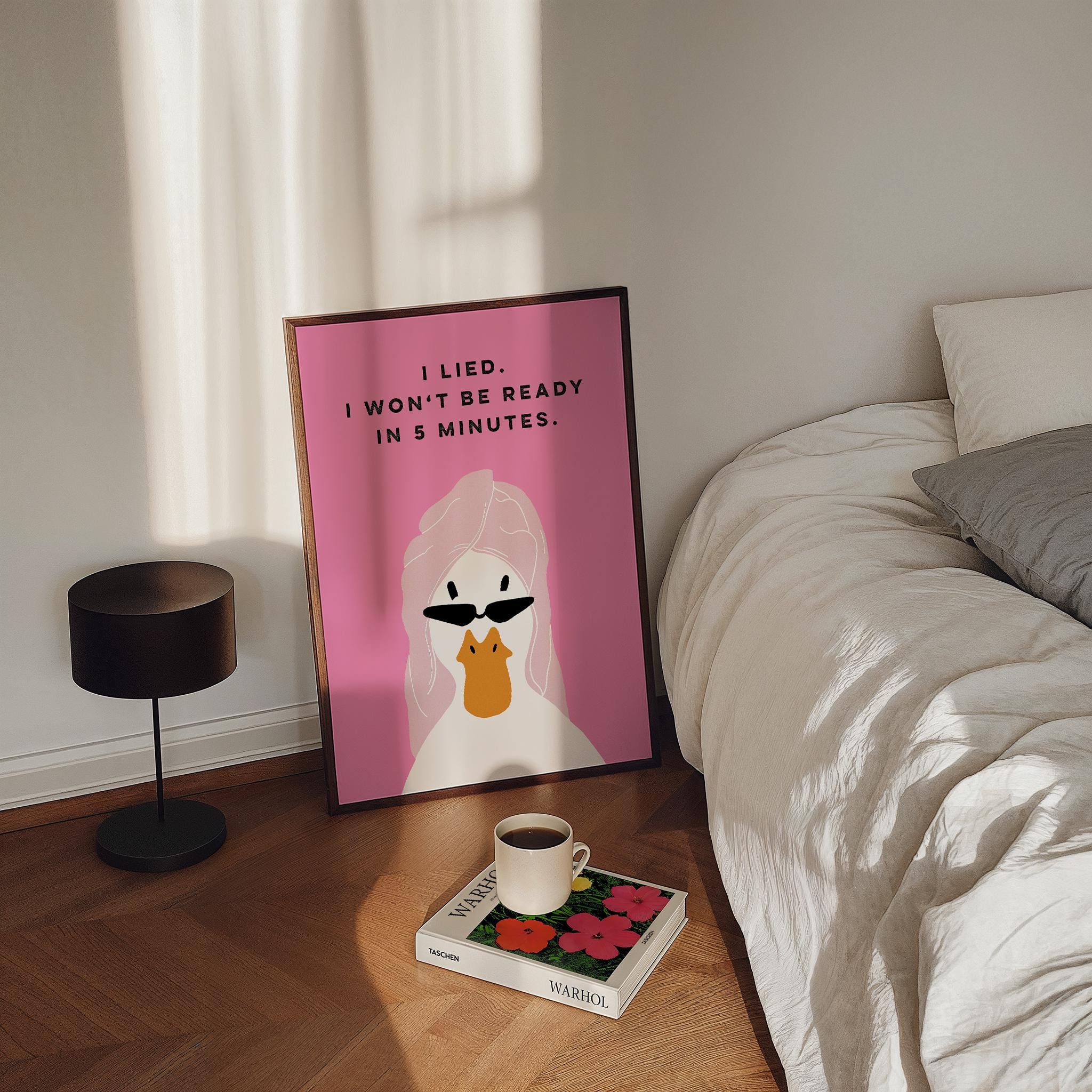 Diva Duck Bathroom Wall Art Print – Pink Retro Funny Self-Care Poster