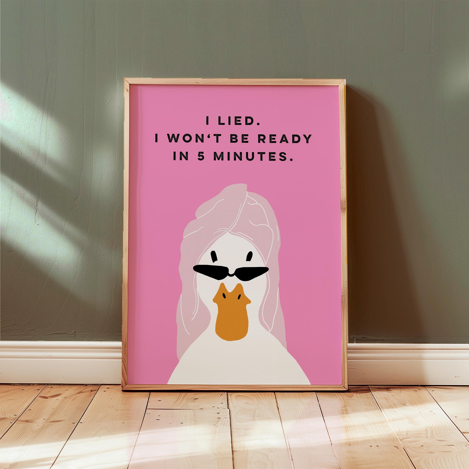 Diva Duck Bathroom Wall Art Print – Pink Retro Funny Self-Care Poster