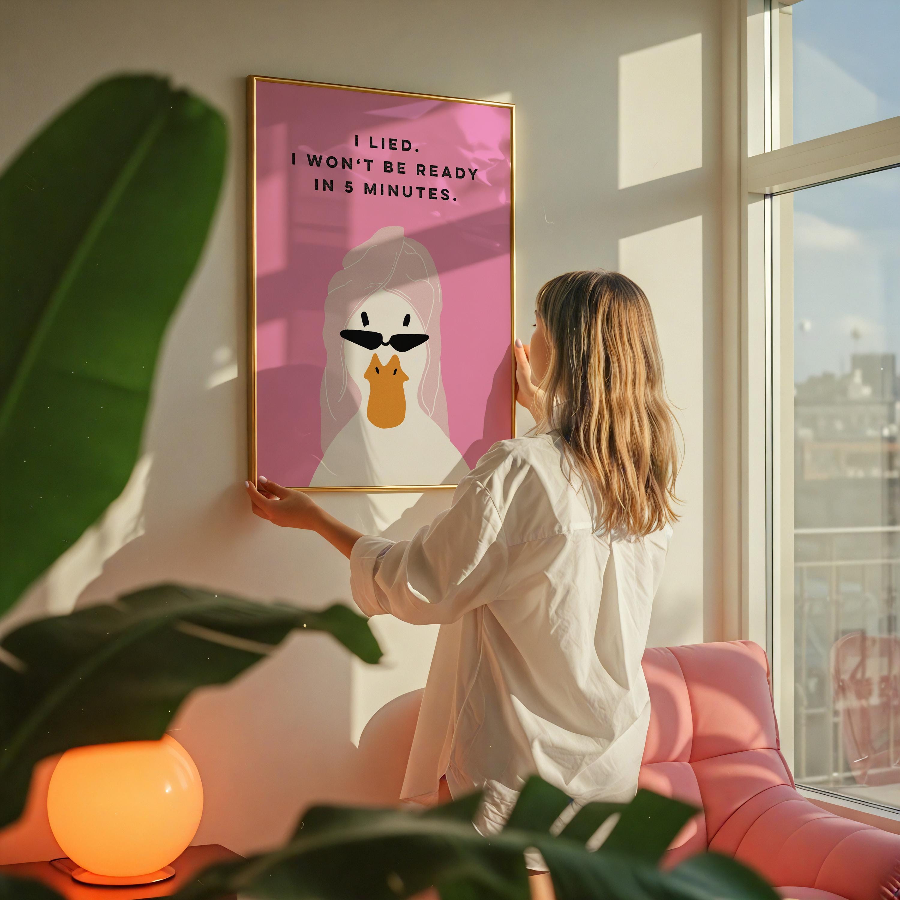Diva Duck Bathroom Wall Art Print – Pink Retro Funny Self-Care Poster