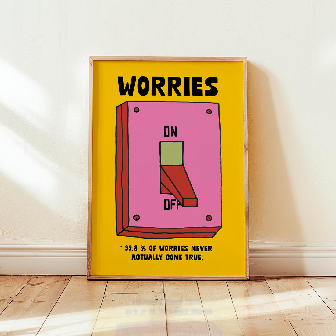 “No Worries” Wall Art Print – Mental Health Affirmation Retro Poster Decor
