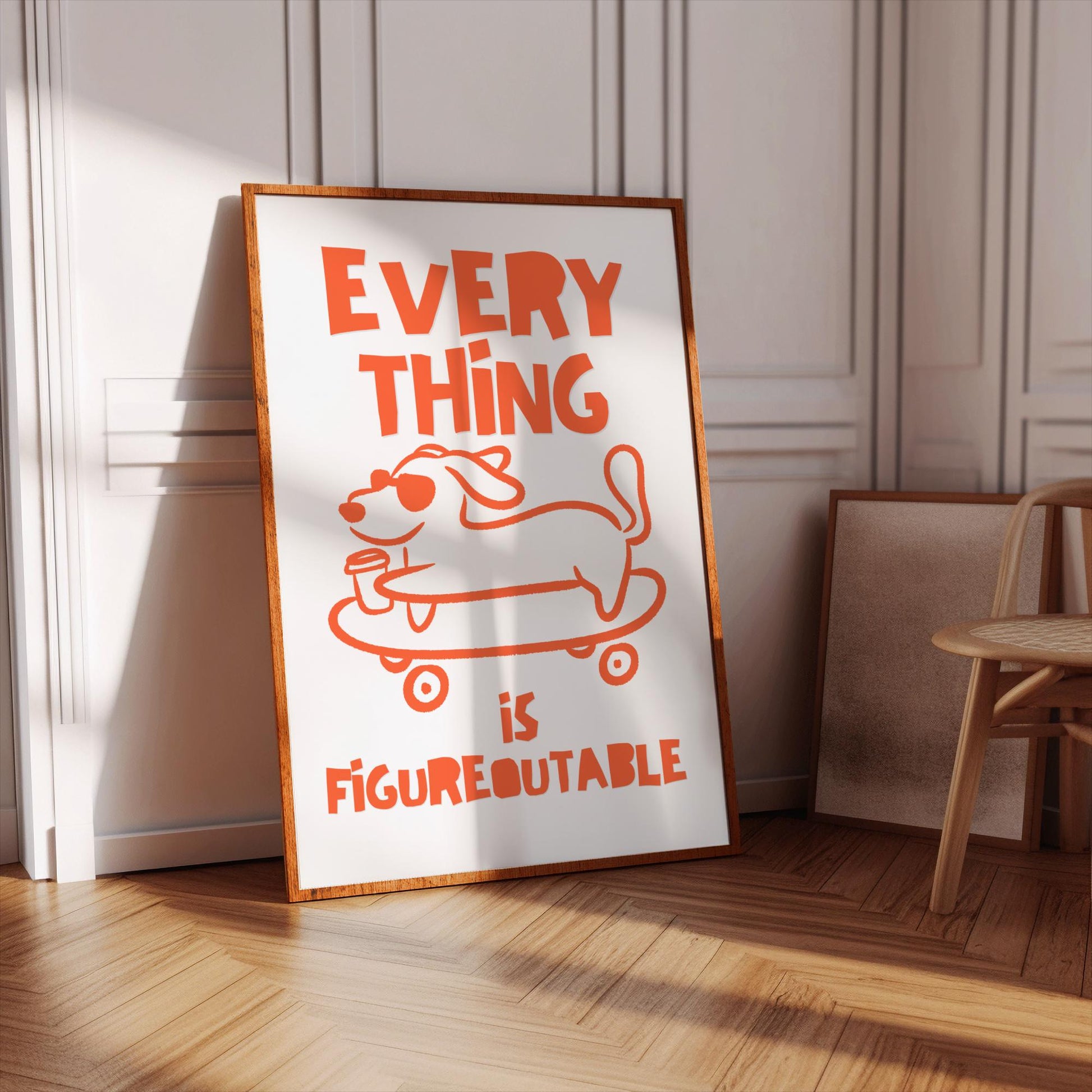 Everything Is Figureoutable Wall Art Print – Motivational Dog Poster Office Desk Decor