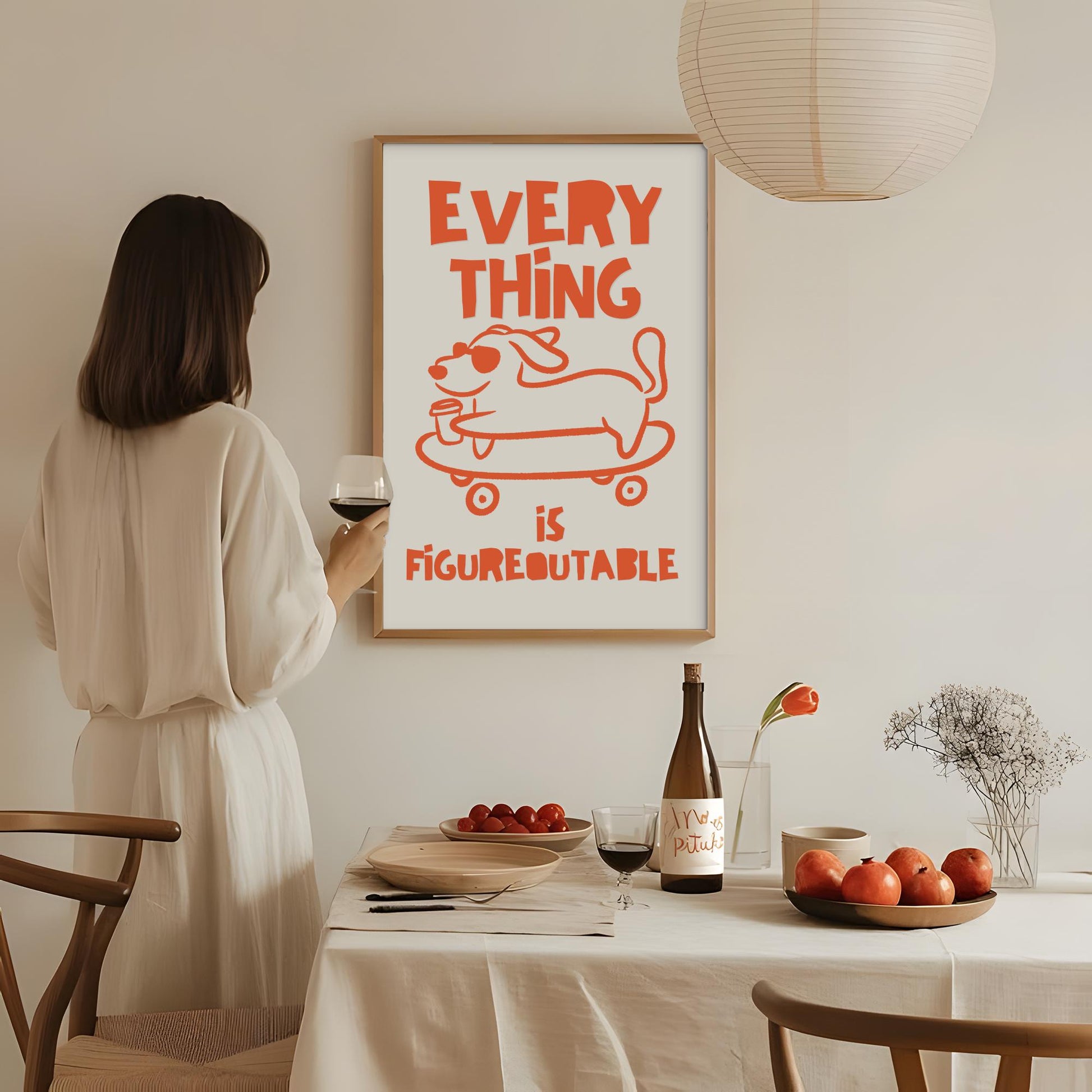 Everything Is Figureoutable Wall Art Print – Motivational Dog Poster Office Desk Decor