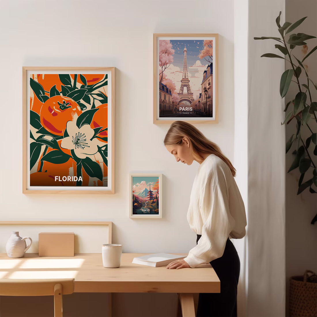 Florida Orange Blossom Wall Art Print – Botanical Travel Poster Home Decor