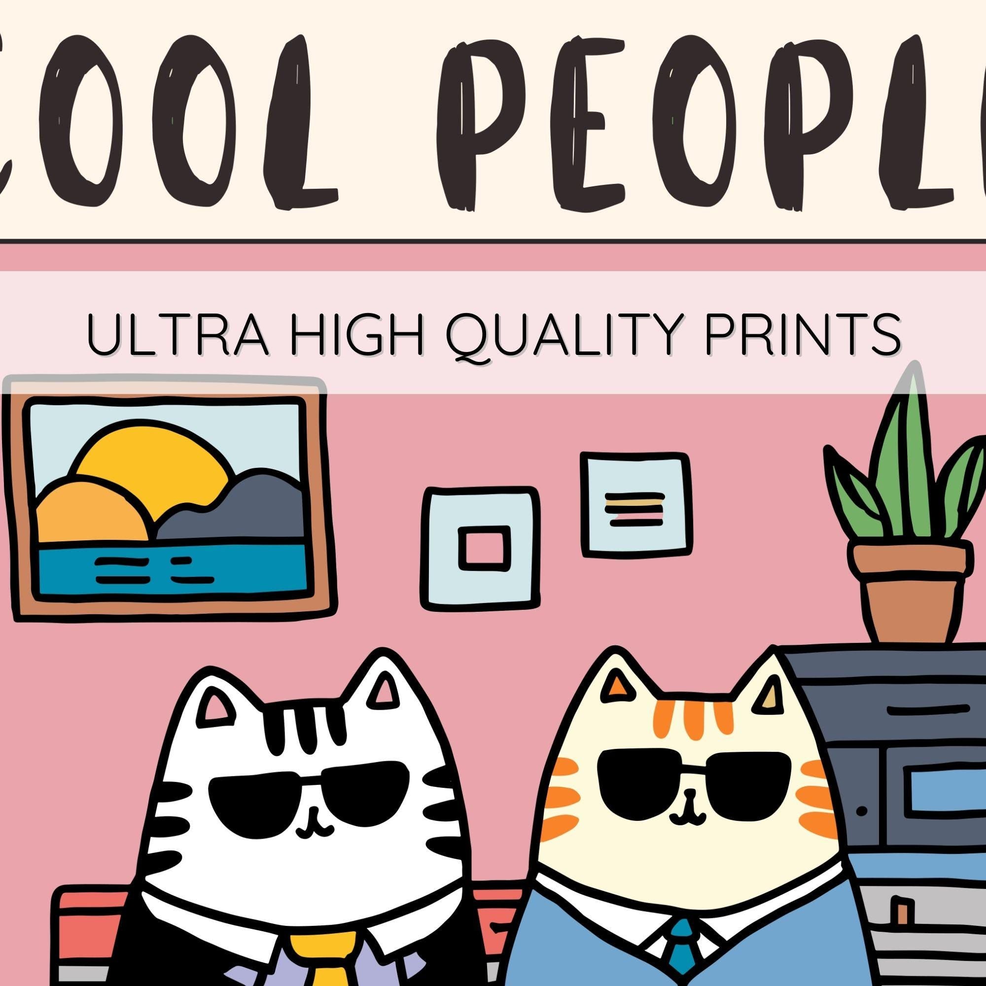 Funny Cat Office Wall Art Print – “Cool People Work Here” Poster Decor