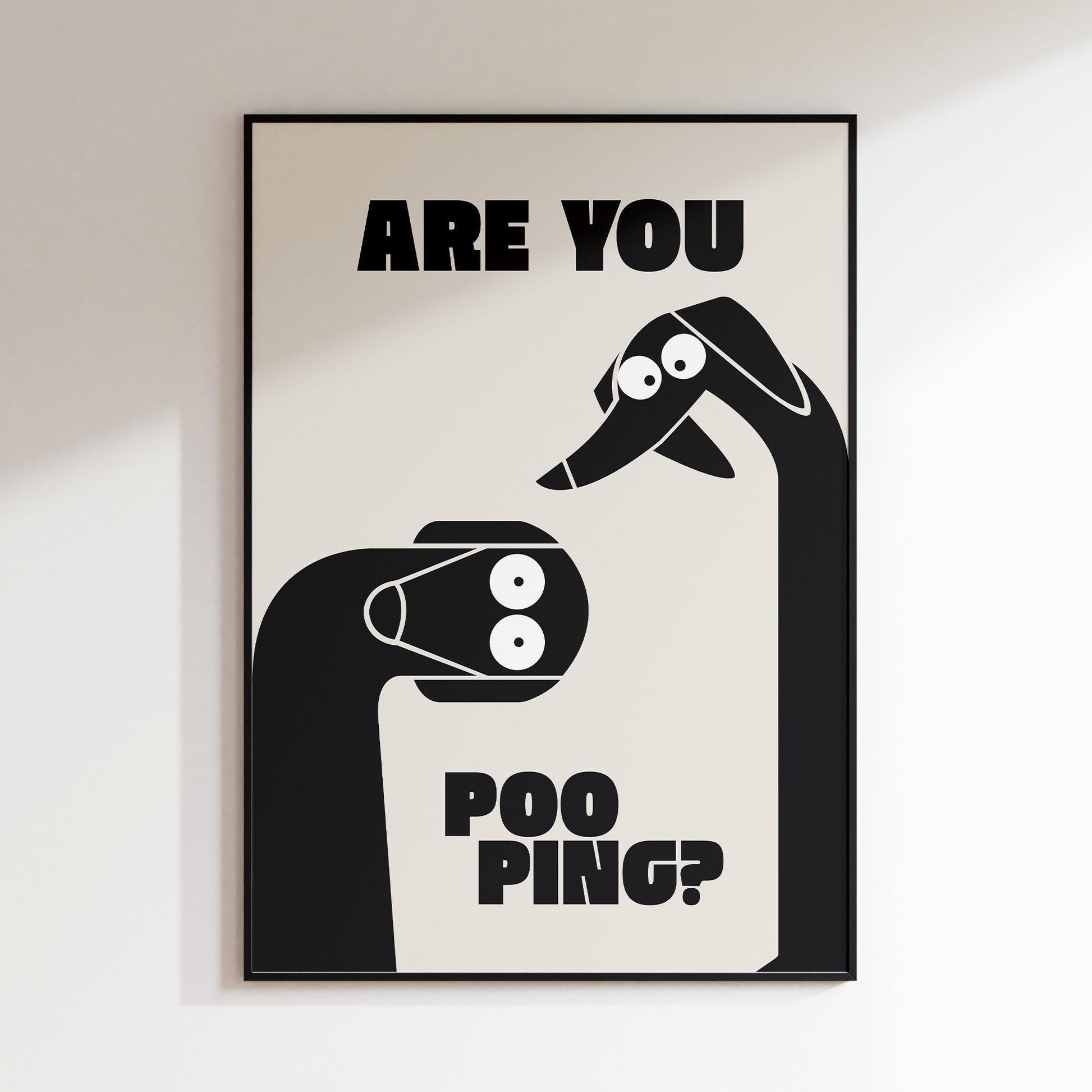 Funny Dachshund Toilet Poster – “Are You Pooping” Bathroom Wall Art