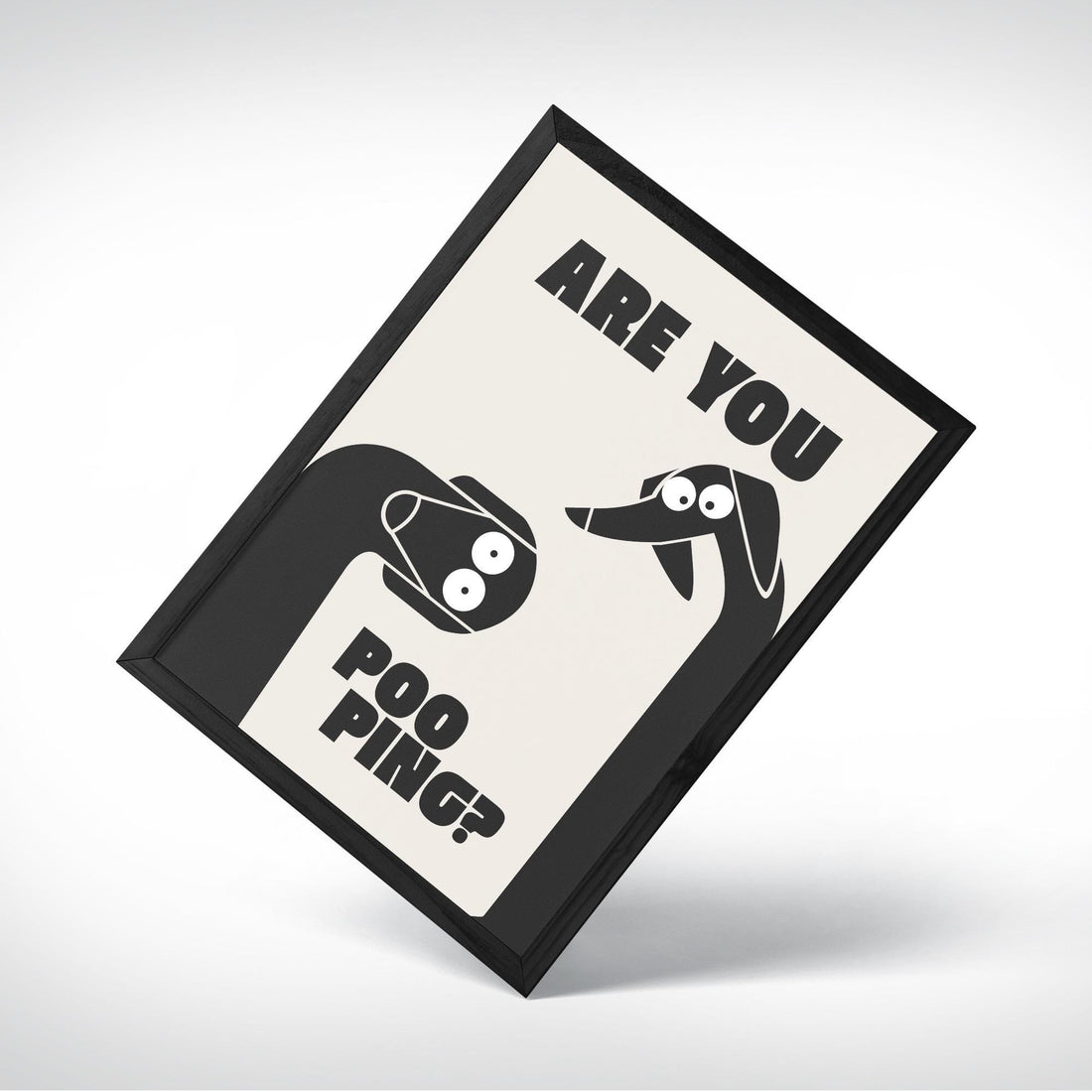 Funny Dachshund Toilet Poster – “Are You Pooping” Bathroom Wall Art