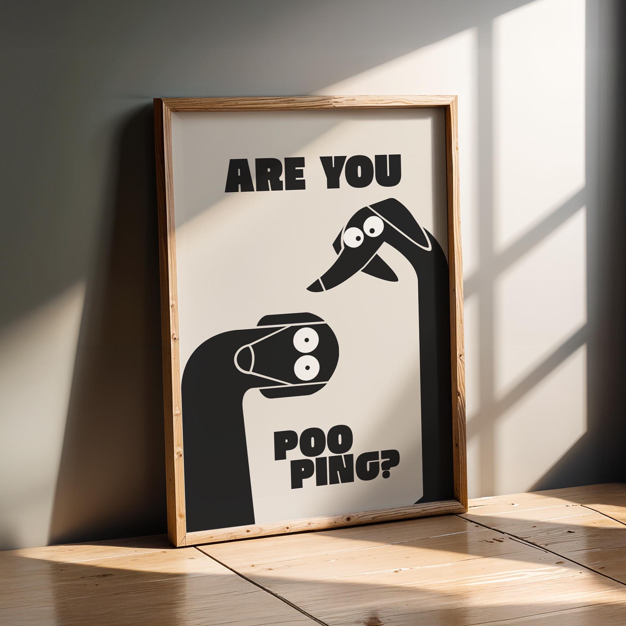 Funny Dachshund Toilet Poster – “Are You Pooping” Bathroom Wall Art