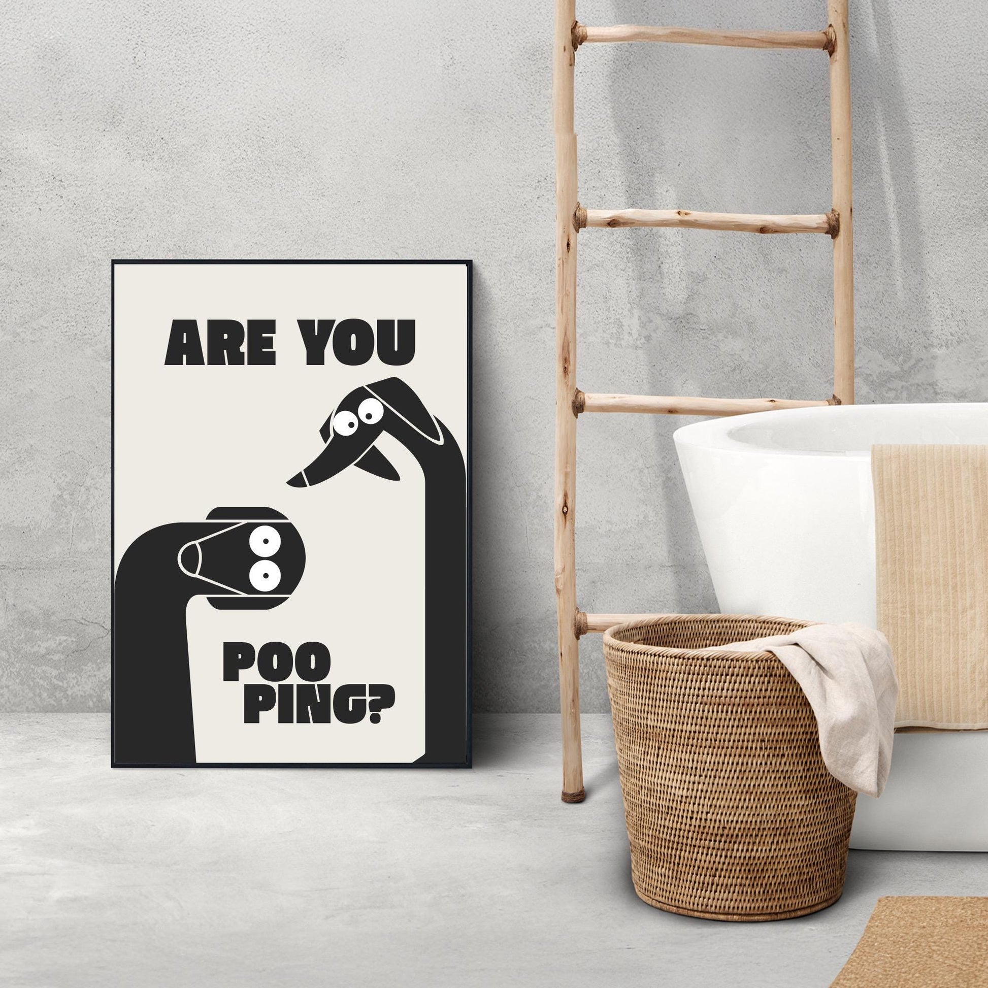 Funny Dachshund Toilet Poster – “Are You Pooping” Bathroom Wall Art