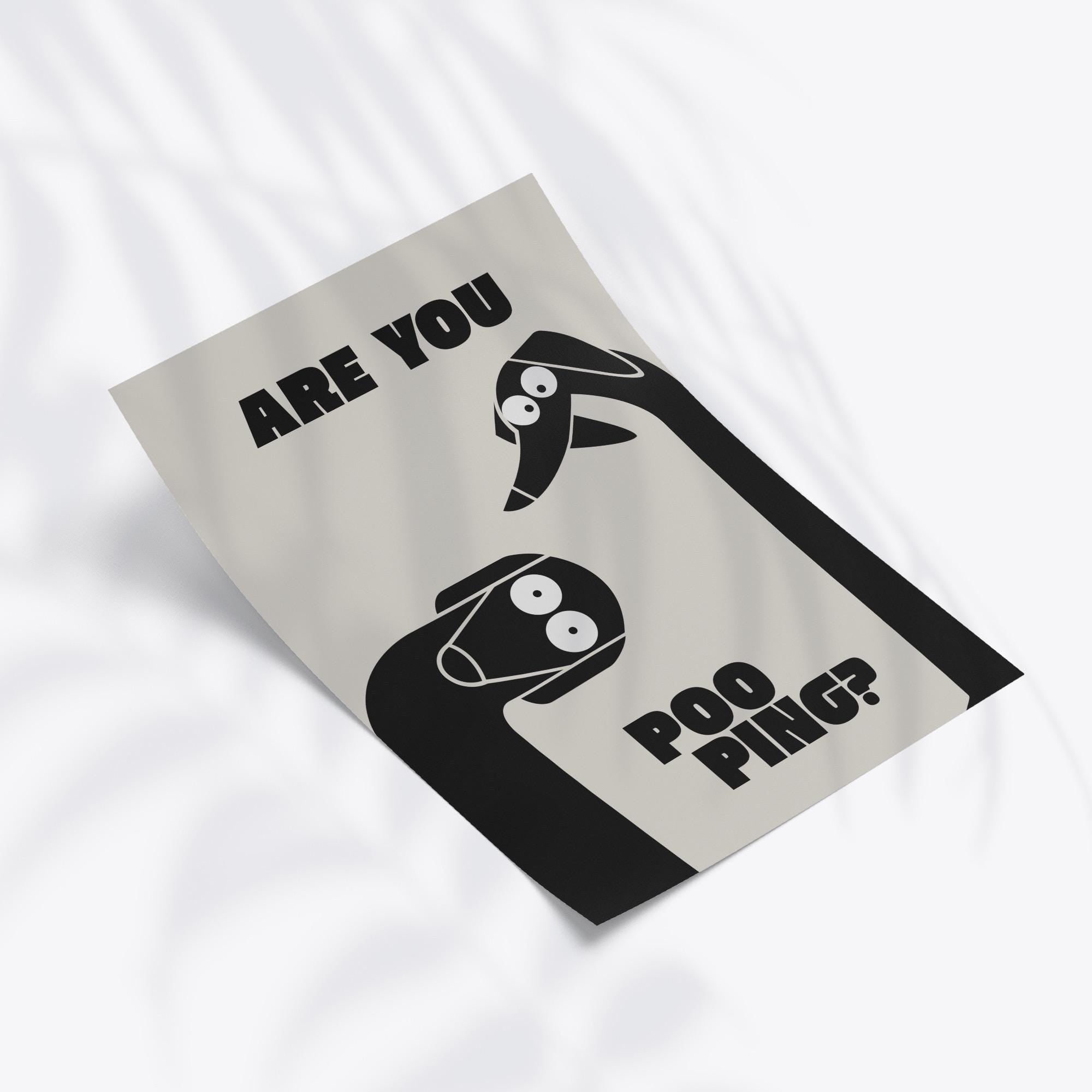 Funny Dachshund Toilet Poster – “Are You Pooping” Bathroom Wall Art