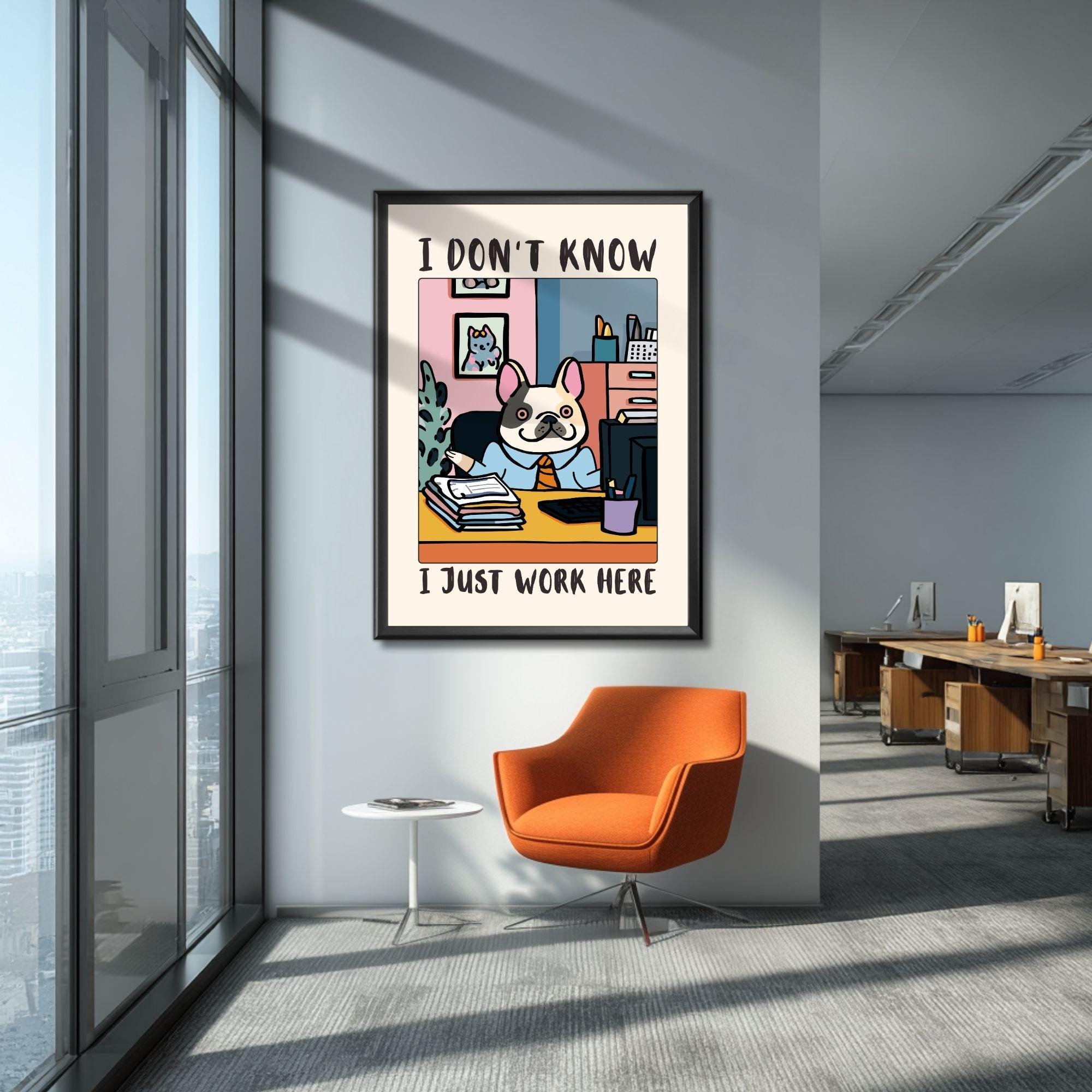 Funny Dog Office Wall Art Print – Workplace Humor Poster Coworker Gift