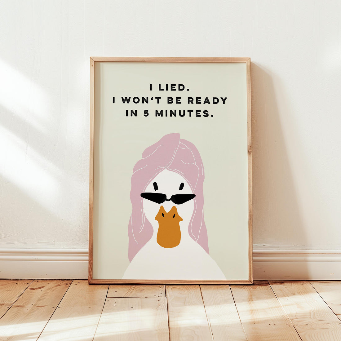 Funny Duck Bathroom Wall Art Print – Hand-Drawn Animal Illustration Poster