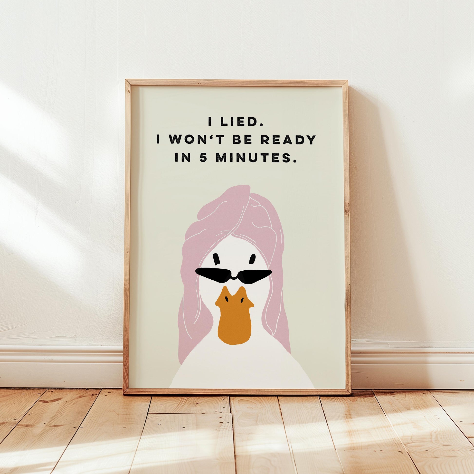 Funny Duck Bathroom Wall Art Print – Hand-Drawn Animal Illustration Poster