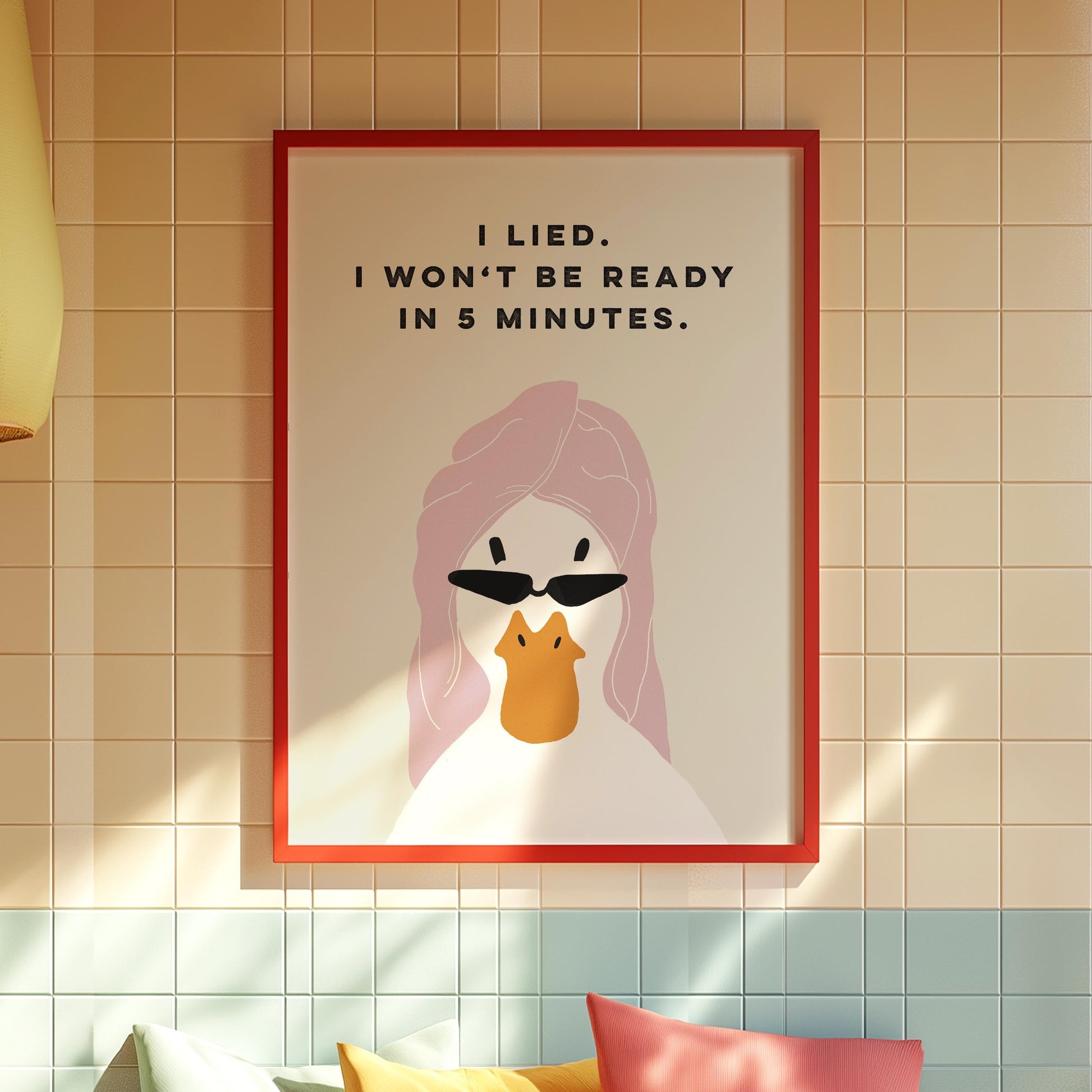 Funny Duck Bathroom Wall Art Print – Hand-Drawn Animal Illustration Poster