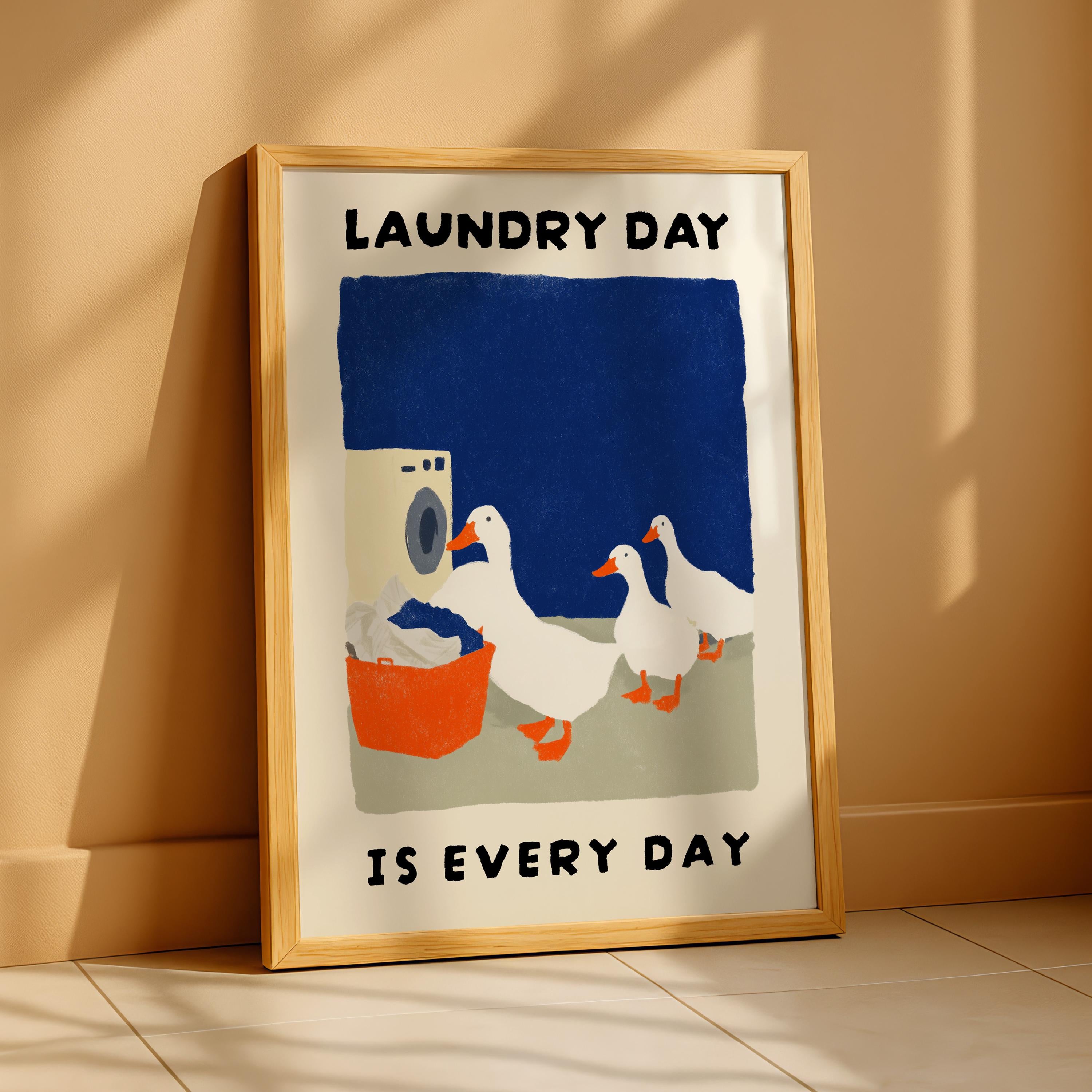 Funny Duck Laundry Room Wall Art Print – Cute Farmhouse Animal Decor