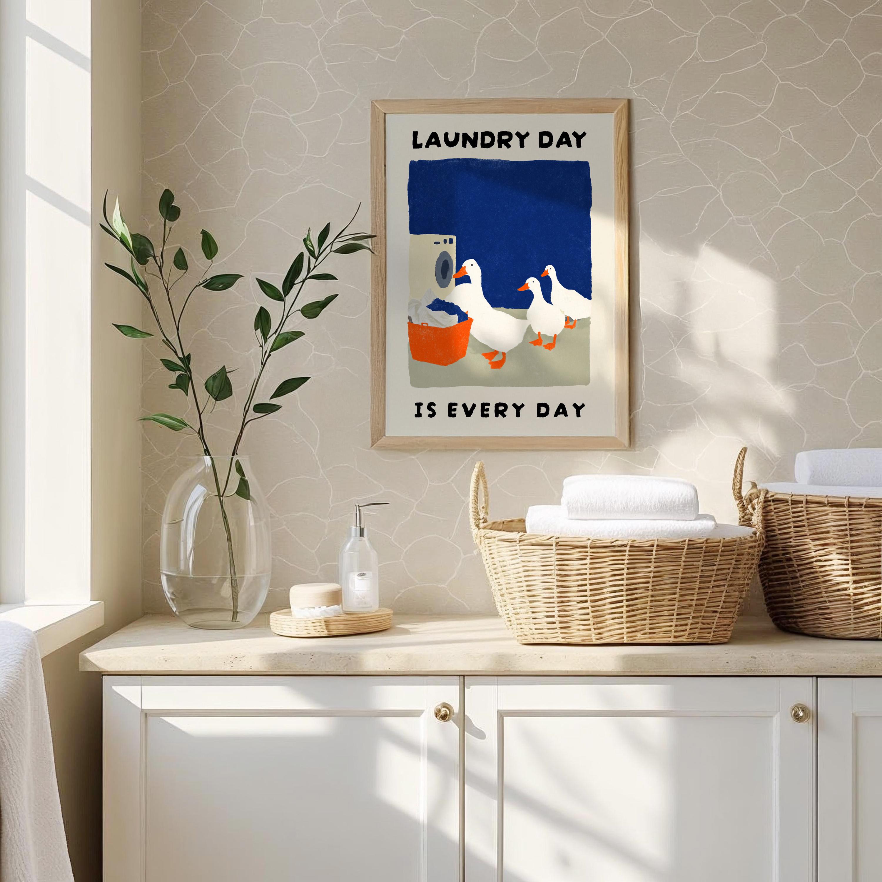 Funny Duck Laundry Room Wall Art Print – Cute Farmhouse Animal Decor