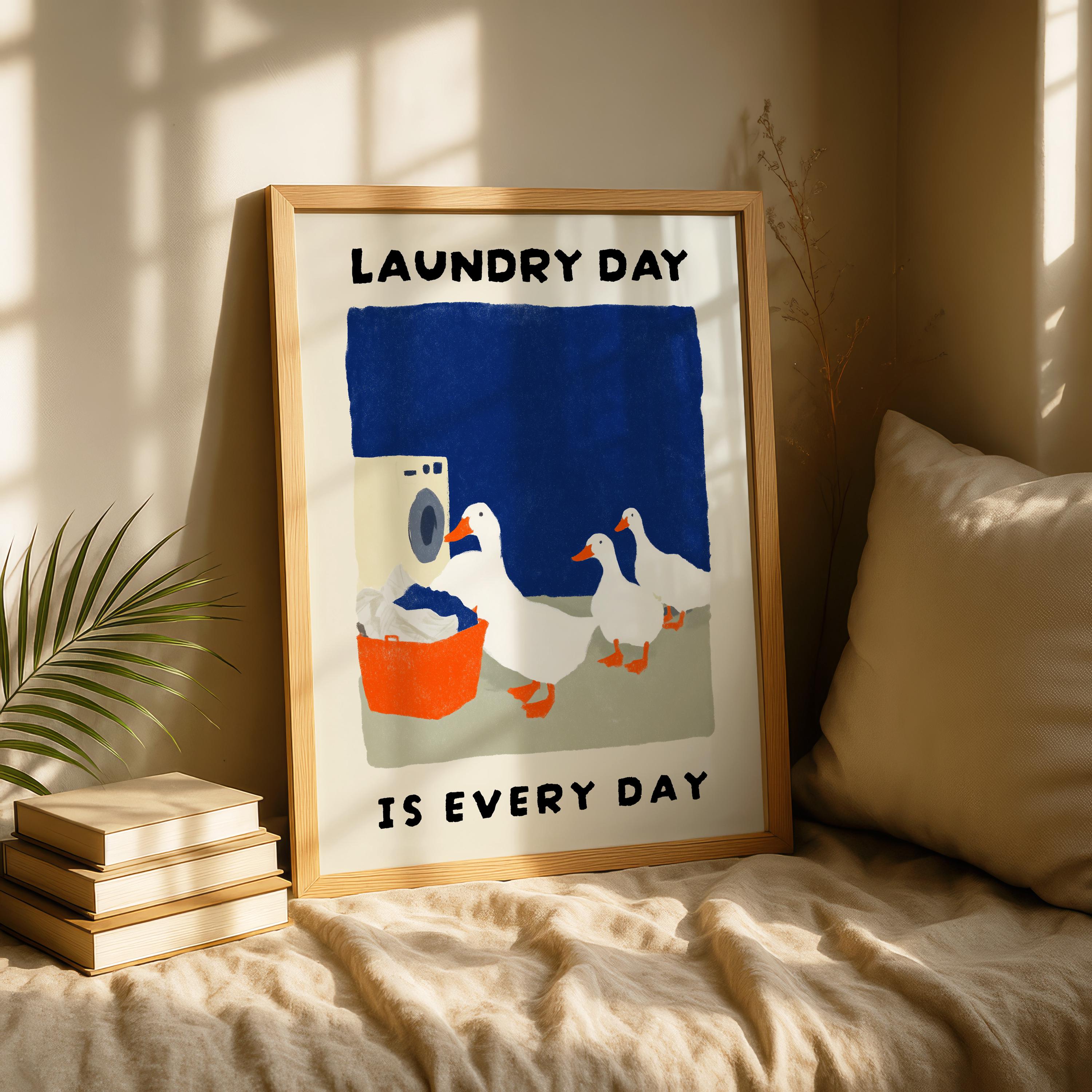 Funny Duck Laundry Room Wall Art Print – Cute Farmhouse Animal Decor