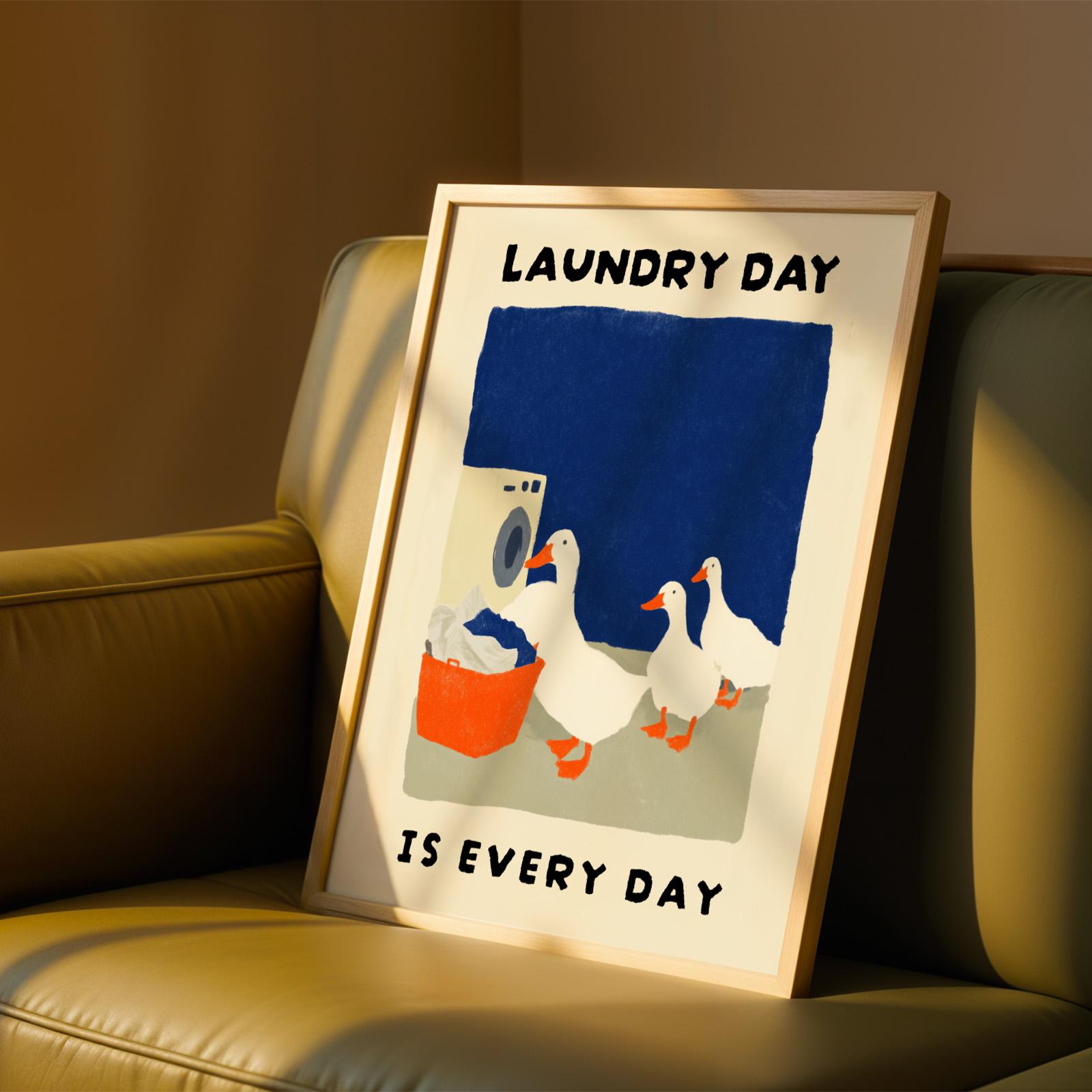 Funny Duck Laundry Room Wall Art Print – Cute Farmhouse Animal Decor