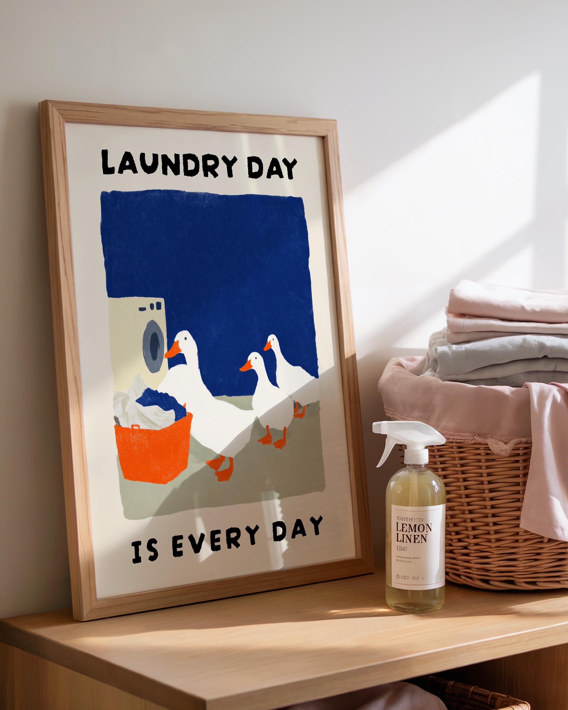 Funny Duck Laundry Room Wall Art Print – Cute Farmhouse Animal Decor