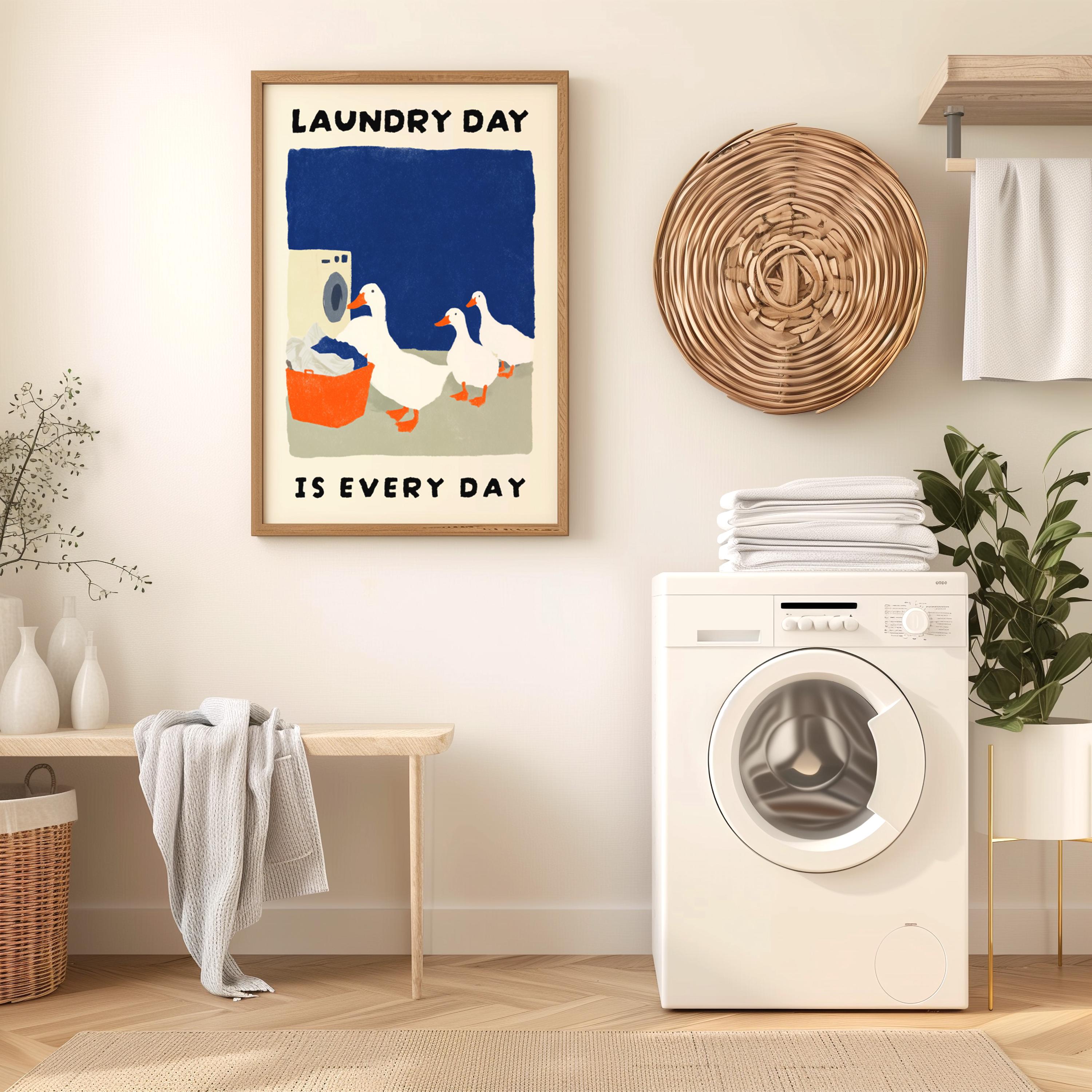 Funny Duck Laundry Room Wall Art Print – Cute Farmhouse Animal Decor