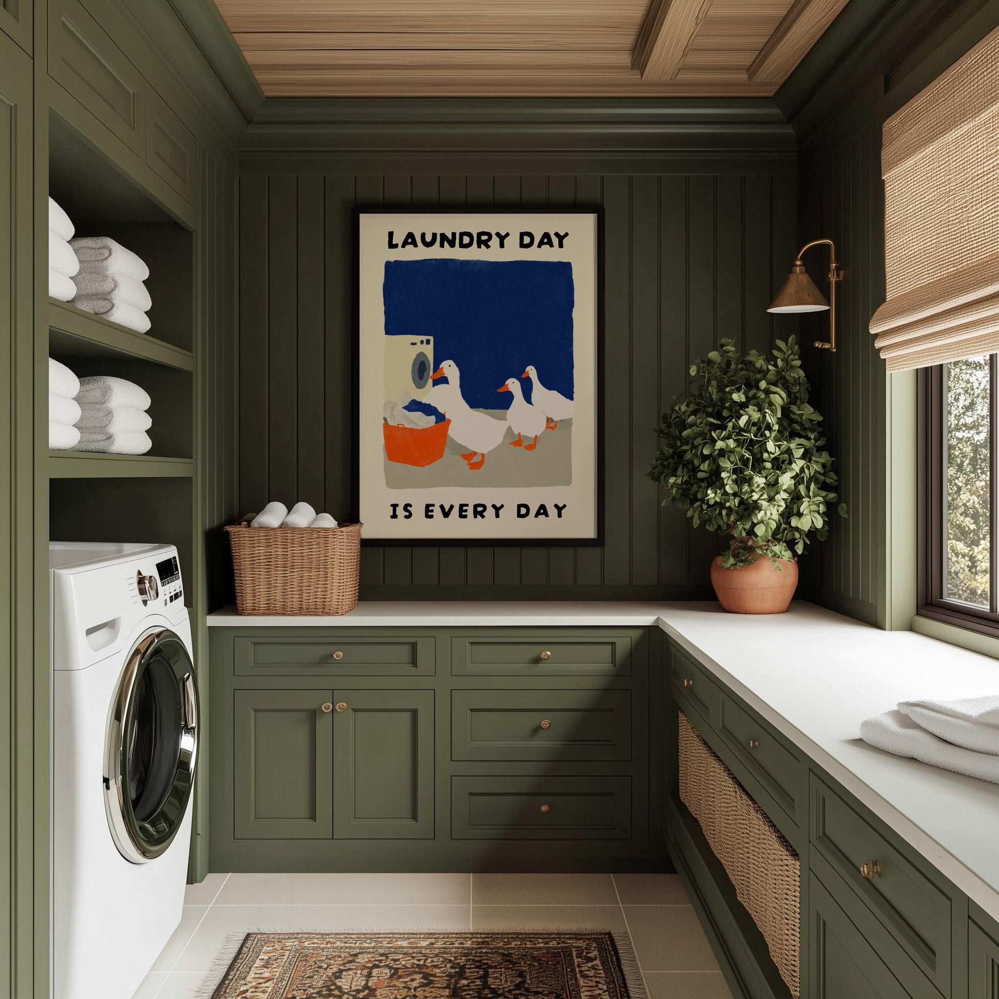 Funny Duck Laundry Room Wall Art Print – Cute Farmhouse Animal Decor