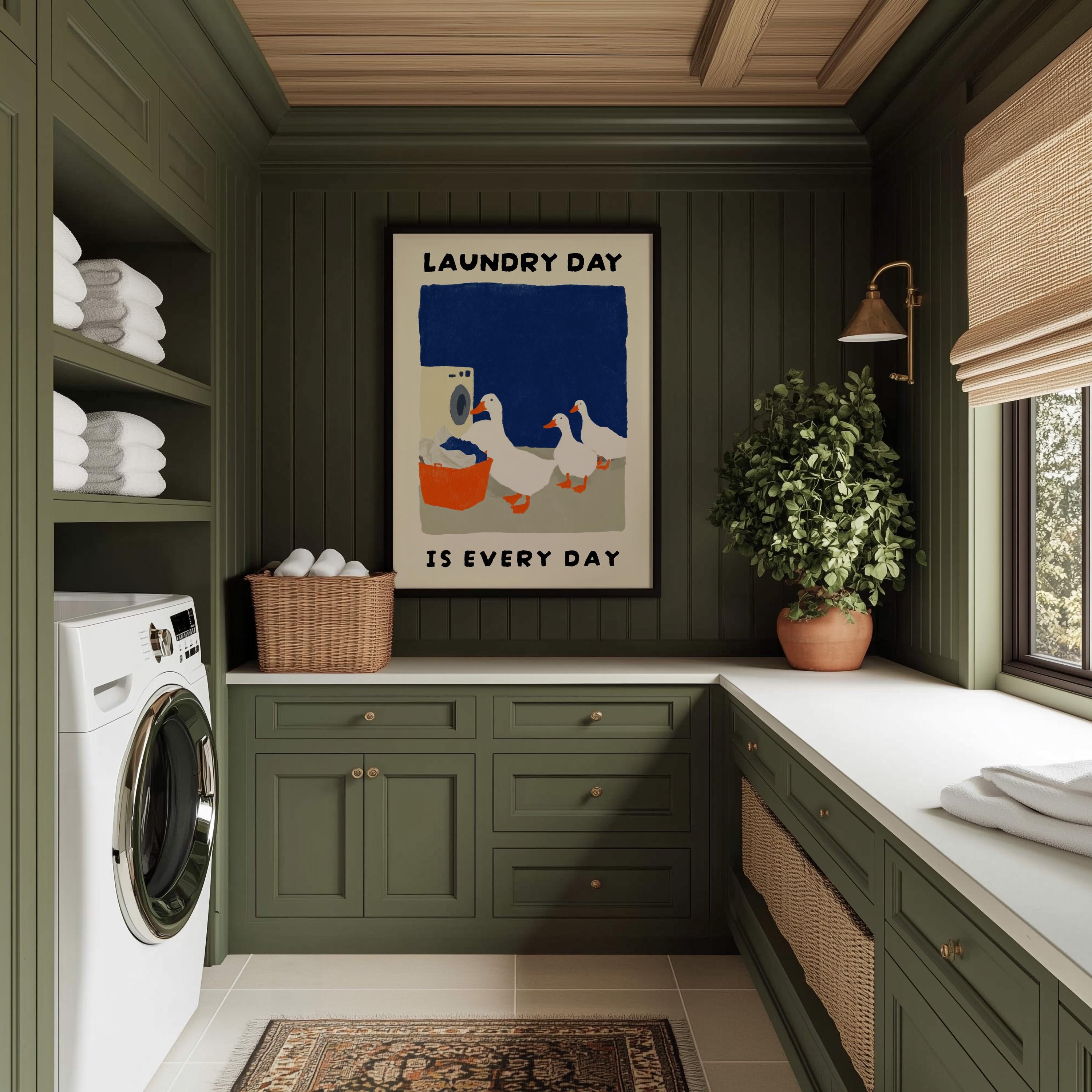 Funny Duck Laundry Room Wall Art Print – Cute Farmhouse Animal Decor