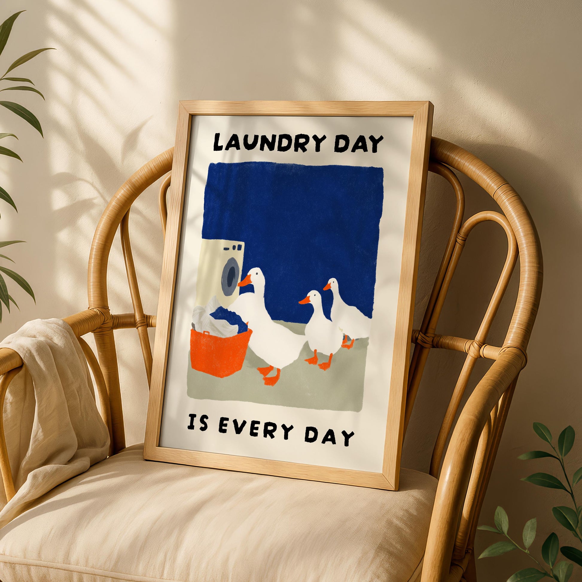 Funny Duck Laundry Room Wall Art Print – Cute Farmhouse Animal Decor