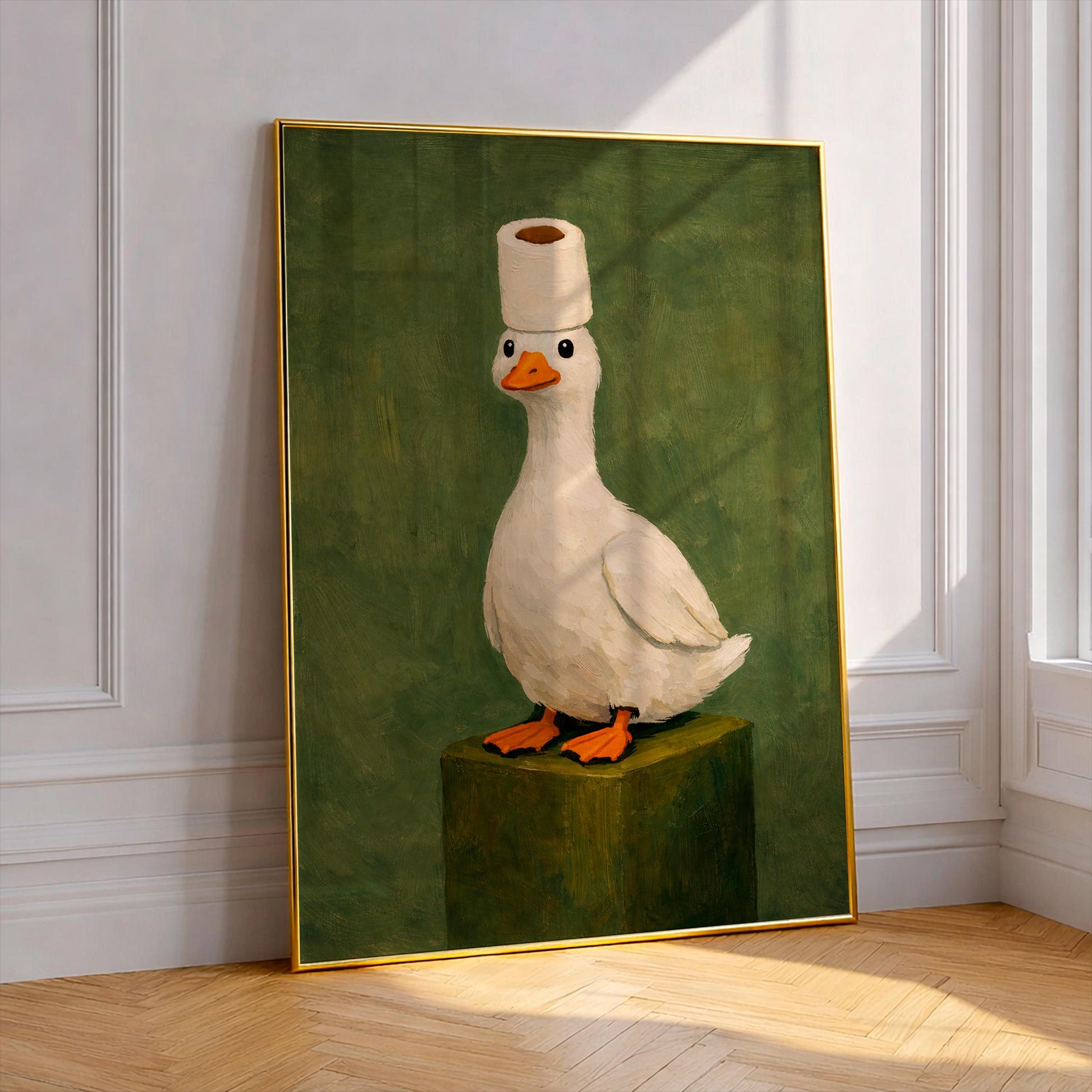Funny Duck Poster – Vintage Bathroom Wall Art Humorous Animal Print