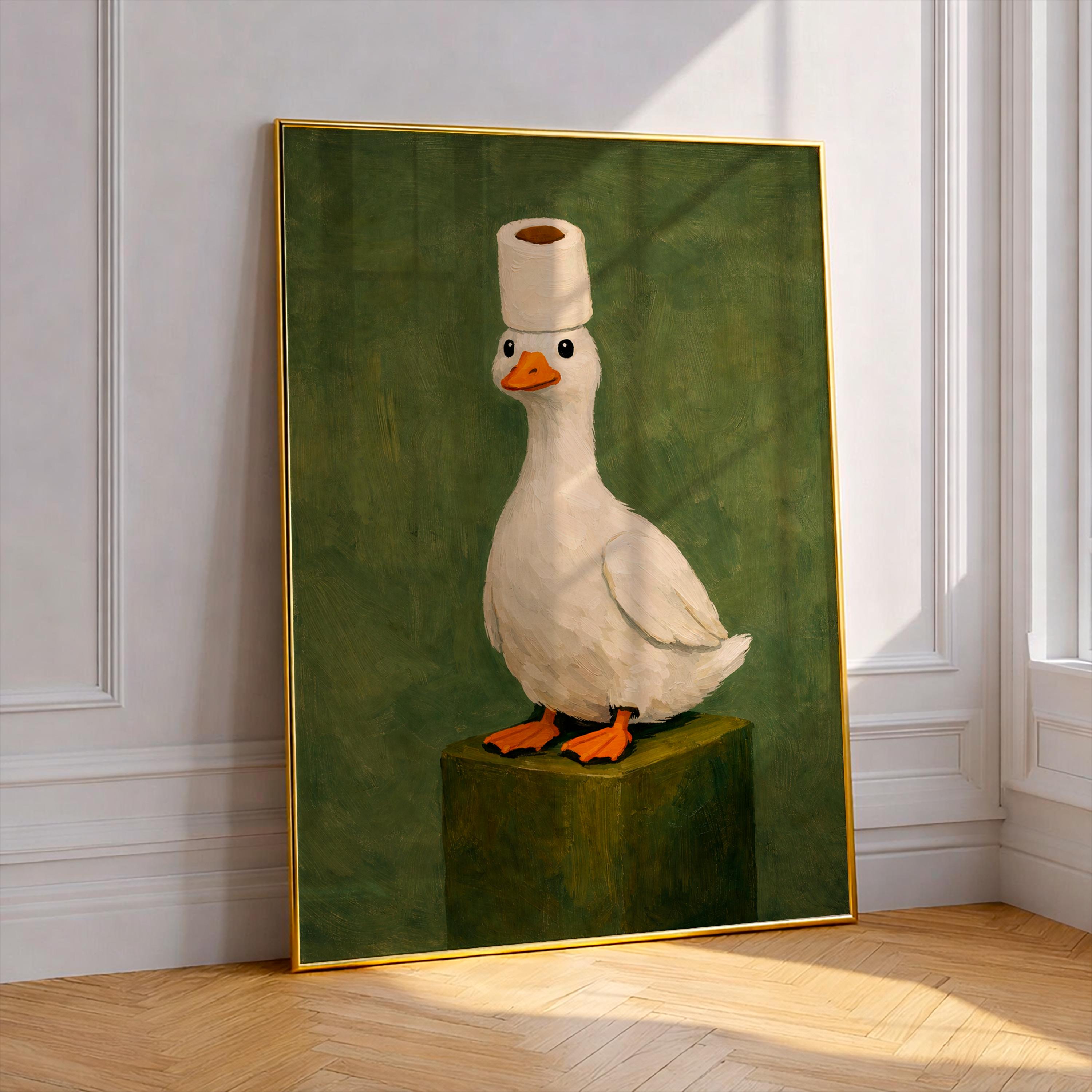 Funny Duck Poster – Vintage Bathroom Wall Art Humorous Animal Print