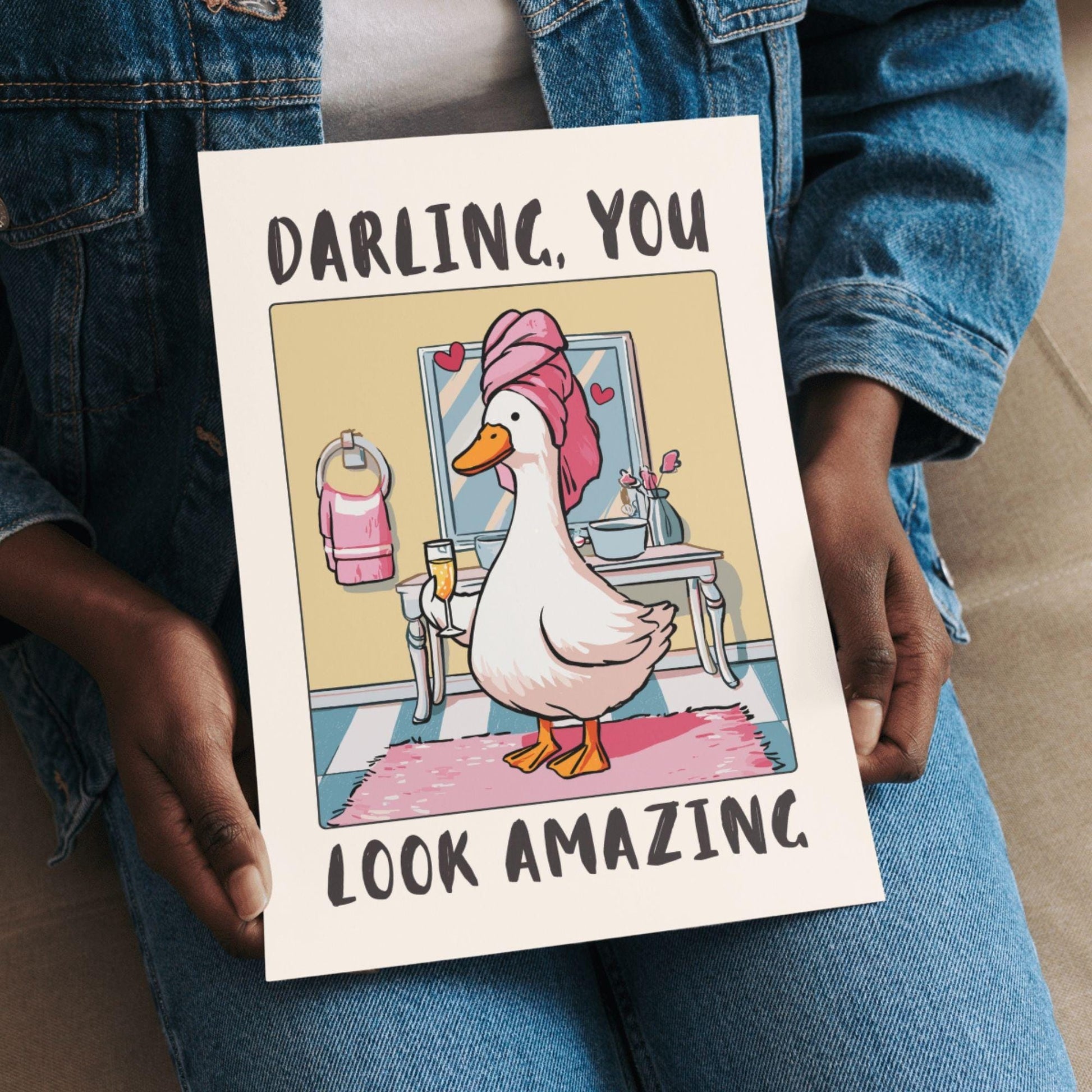 Funny Goose Bathroom Wall Art Print – Animal Humor Decor Poster