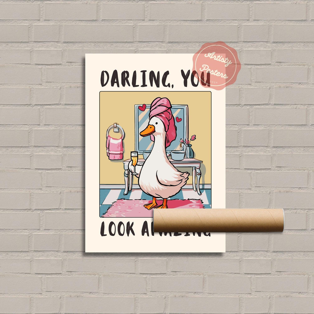 Funny Goose Bathroom Wall Art Print – Animal Humor Decor Poster