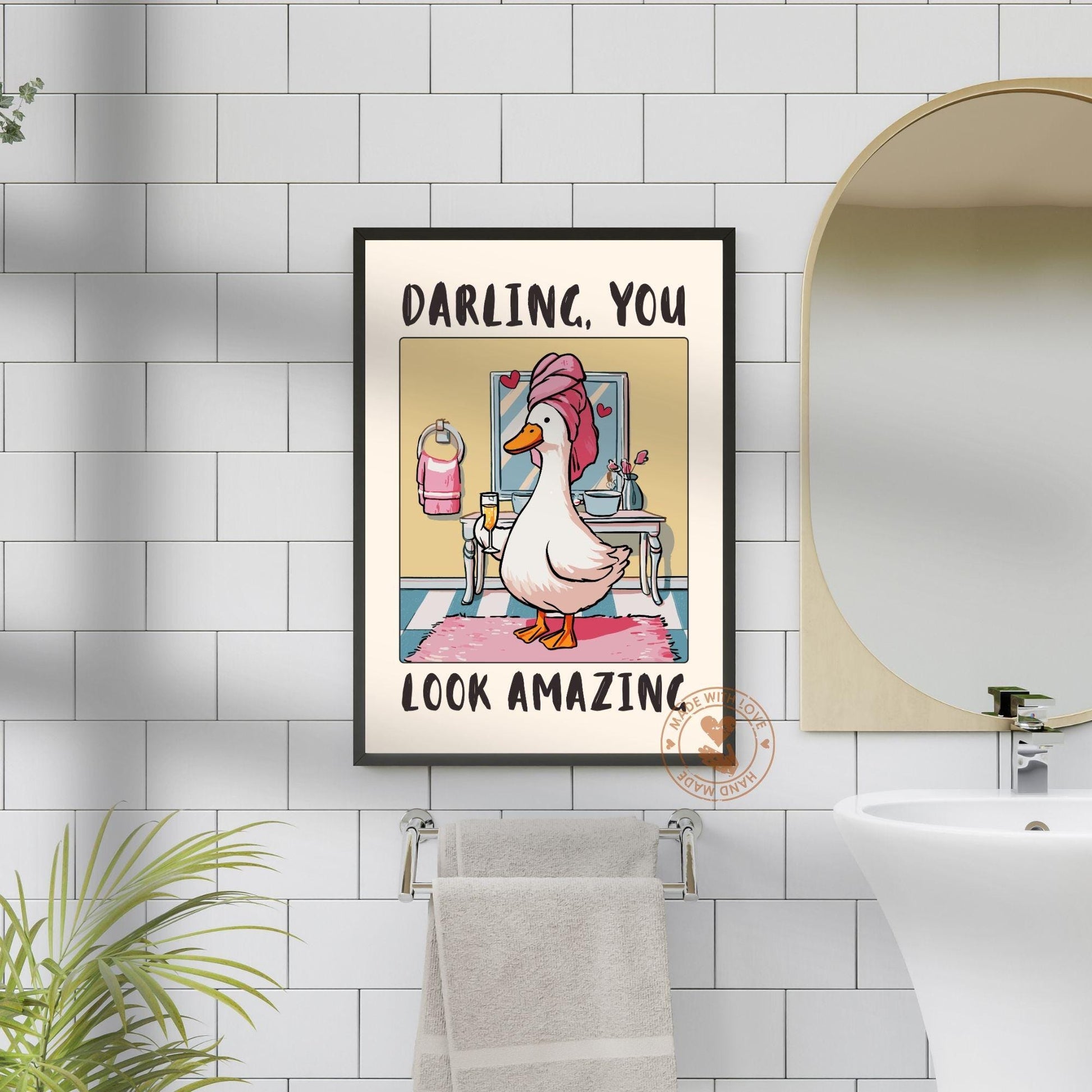Funny Goose Bathroom Wall Art Print – Animal Humor Decor Poster