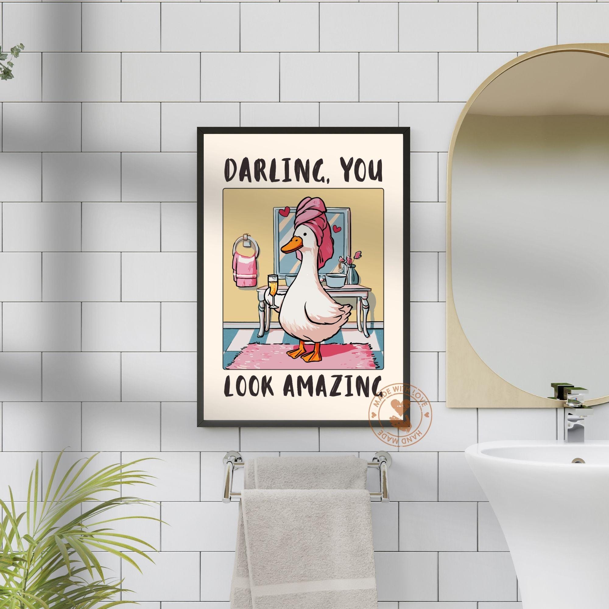 Funny Goose Bathroom Wall Art Print – Animal Humor Decor Poster