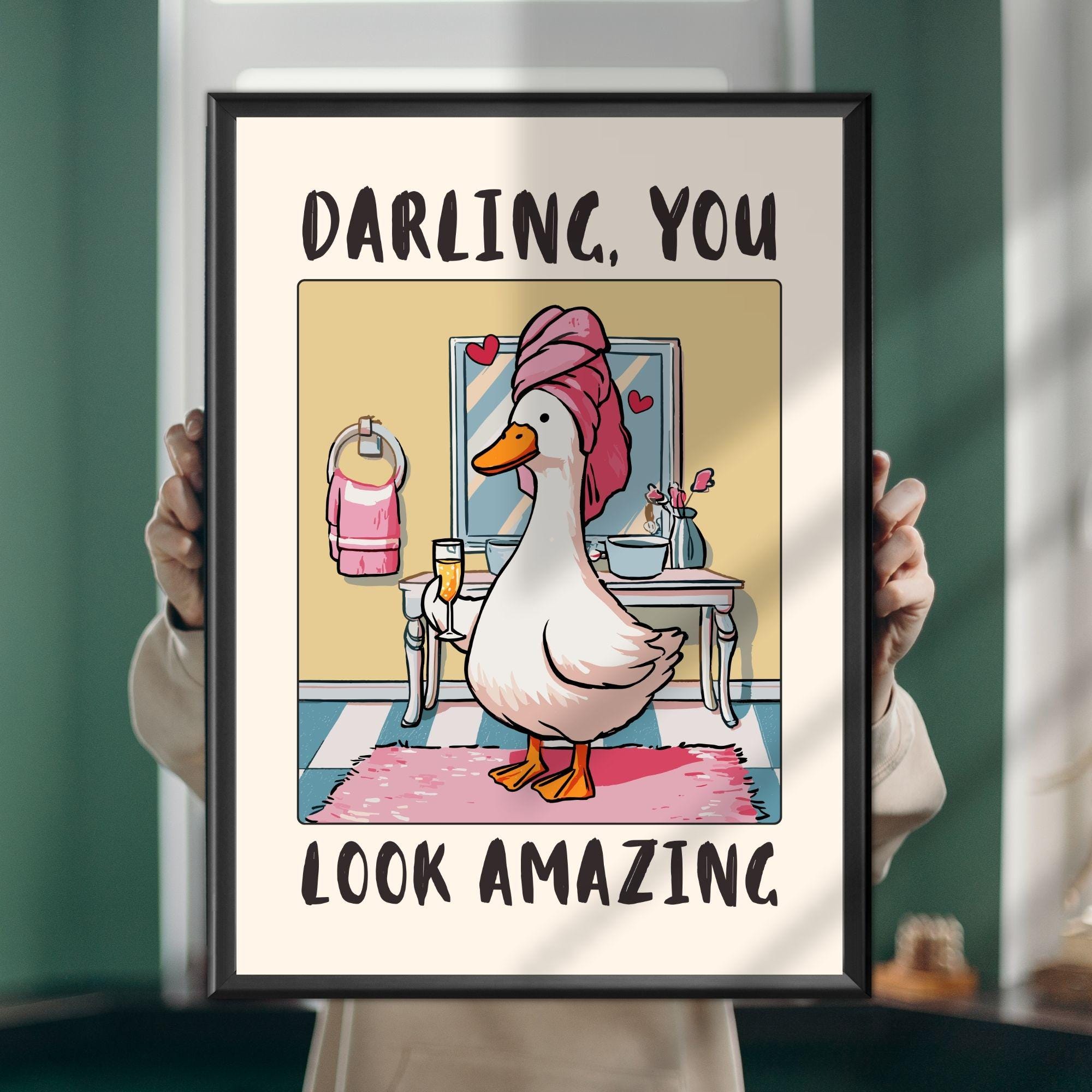 Funny Goose Bathroom Wall Art Print – Animal Humor Decor Poster