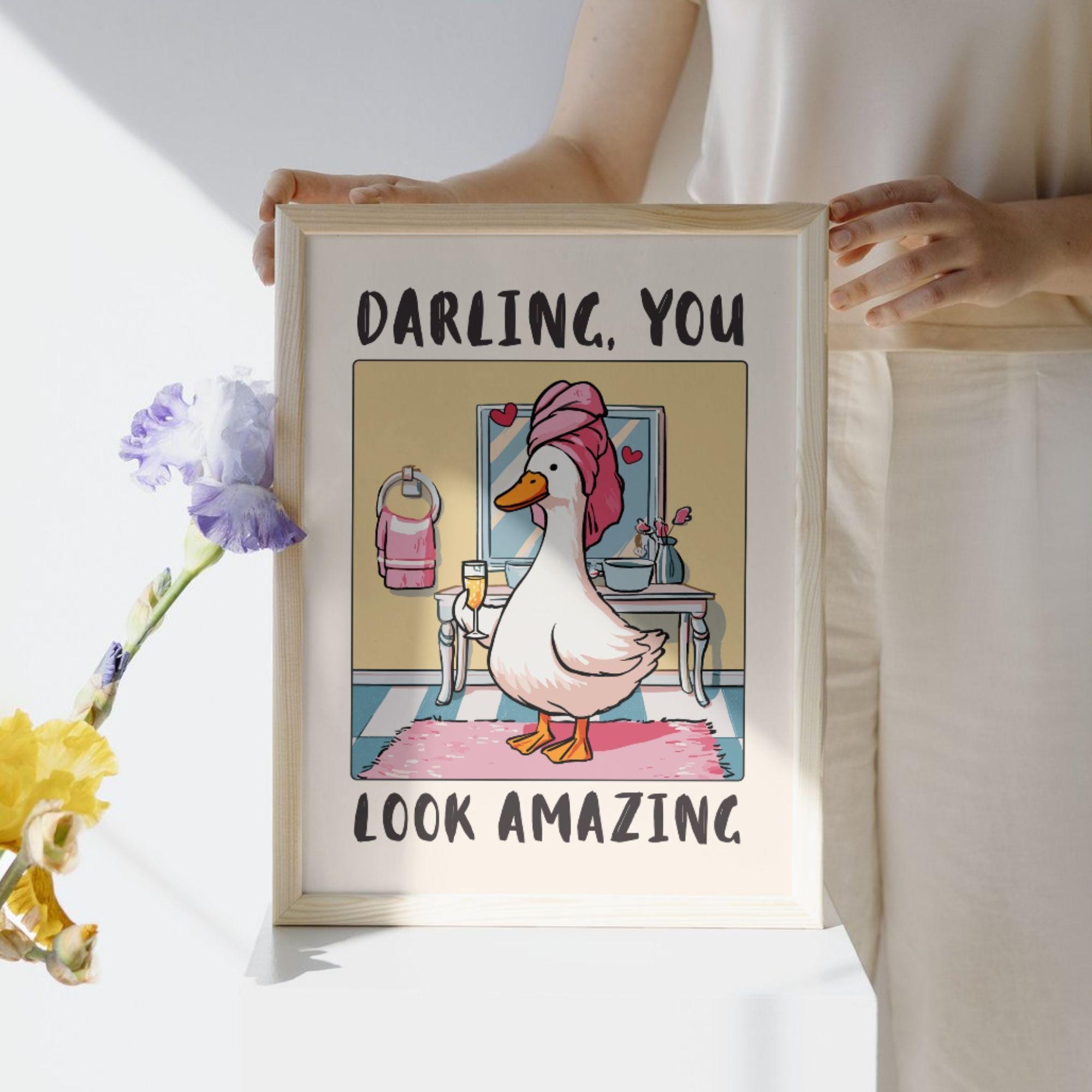Funny Goose Bathroom Wall Art Print – Animal Humor Decor Poster
