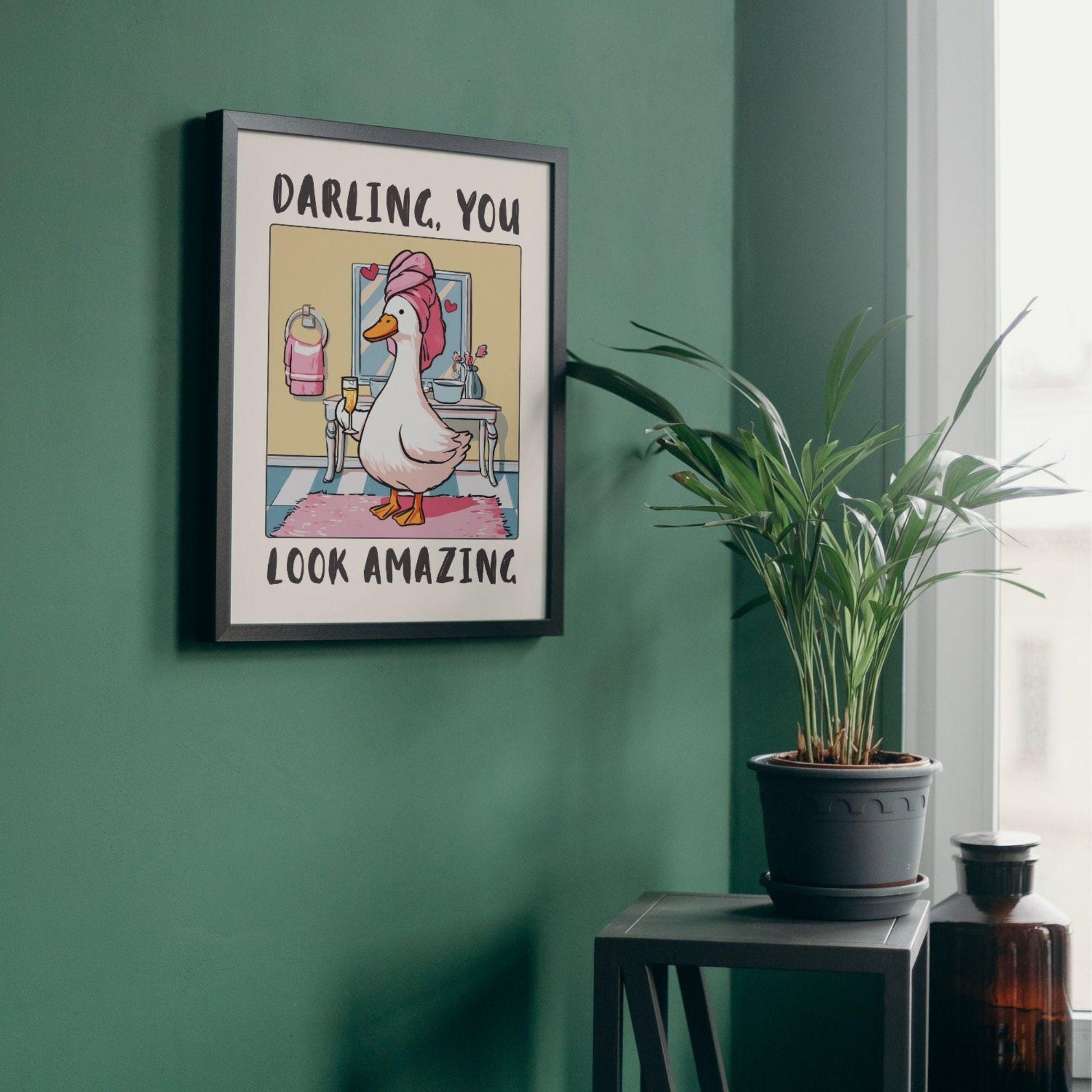 Funny Goose Bathroom Wall Art Print – Animal Humor Decor Poster