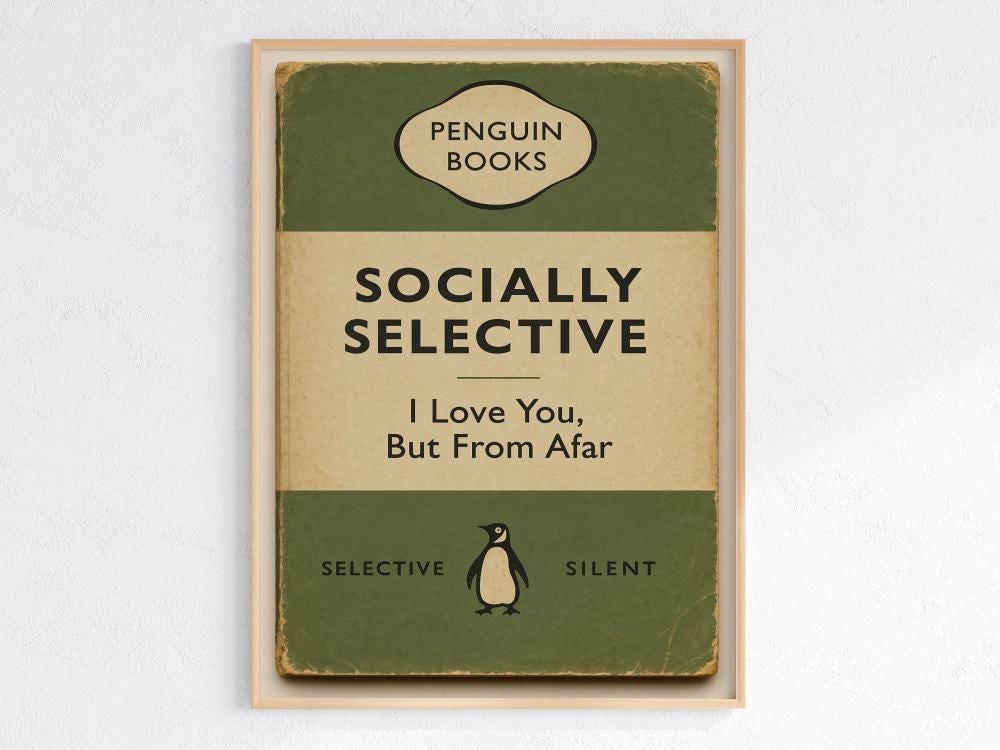 Funny Penguin Book Parody Wall Art Print – Introvert Humor Vintage Poster