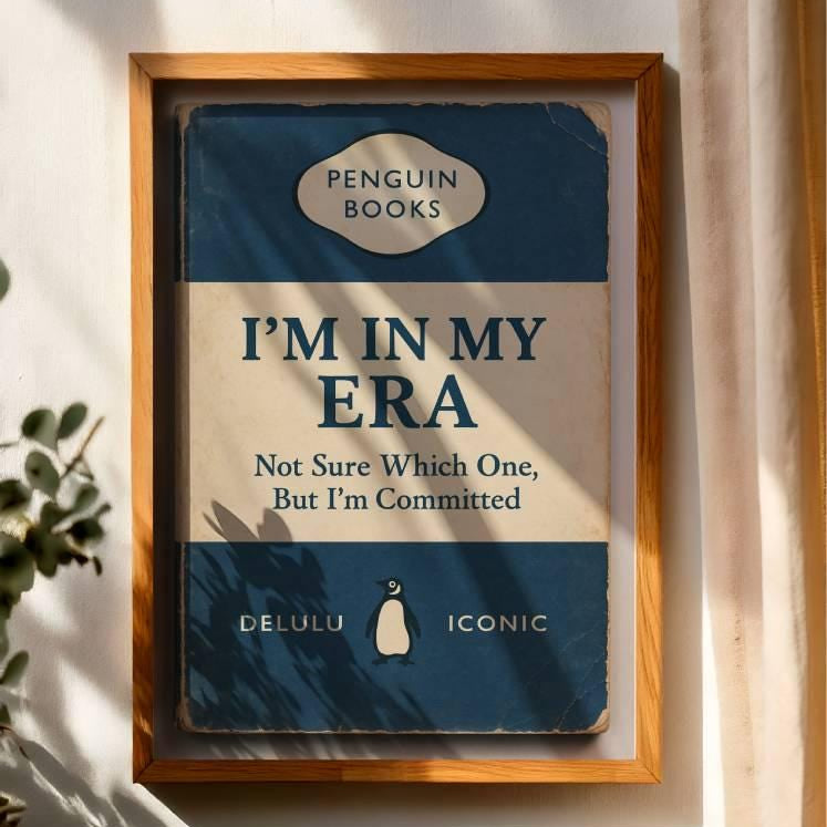 Funny Penguin Book Parody Wall Art – In My Era Vintage Humor Print