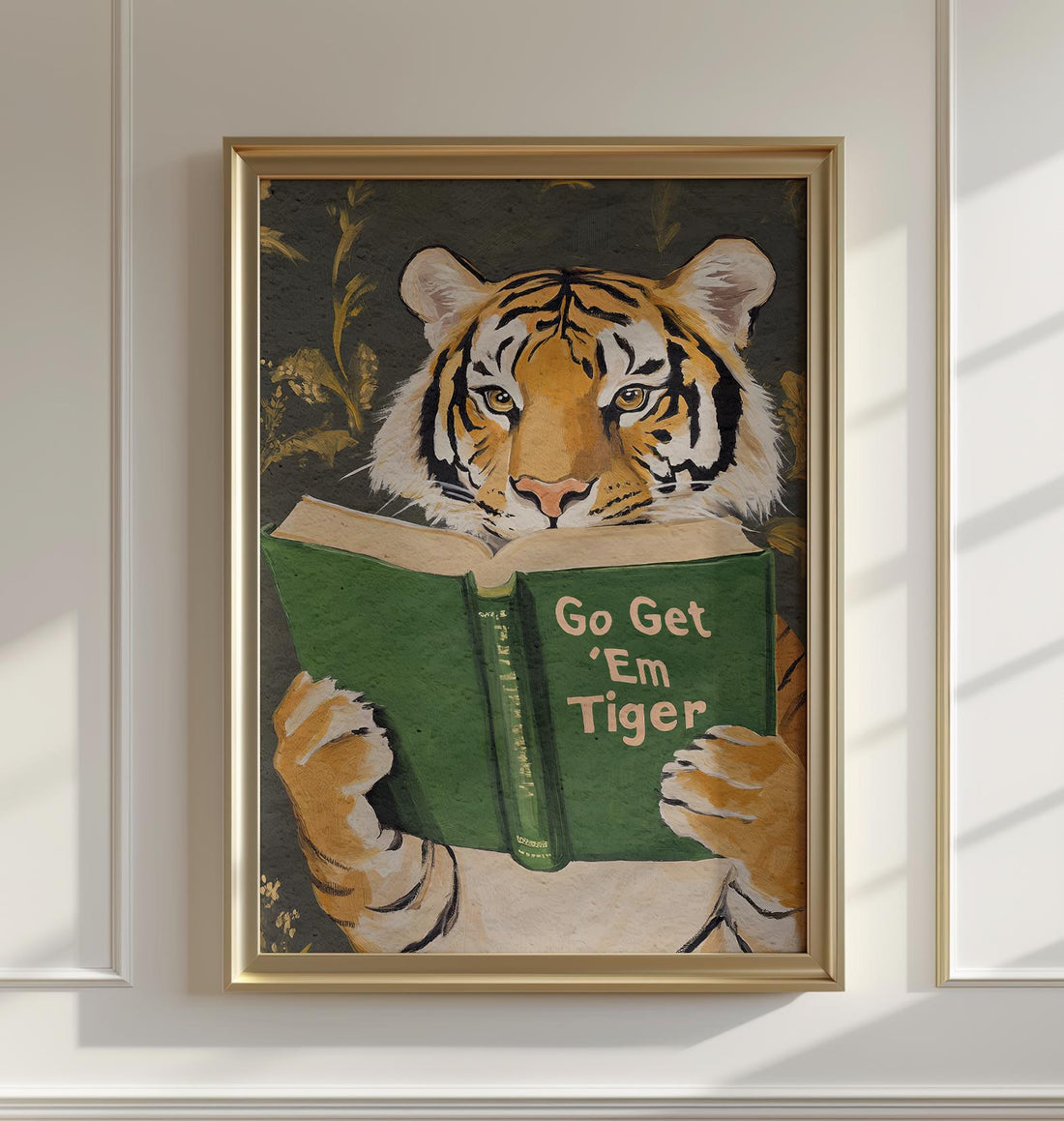 Funny Tiger Reading Wall Art Print – Motivational Book Lover Decor for Office or Study