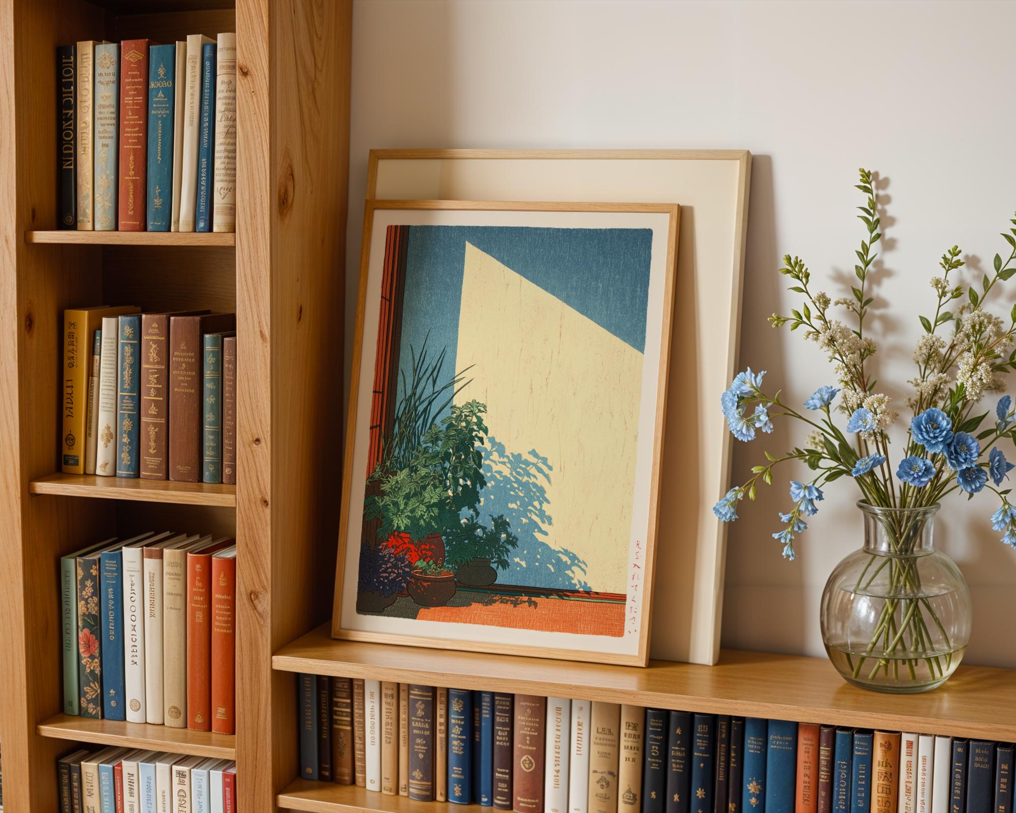 Japanese Botanical Wall Art Print – Hasui Kawase Style Minimalist Nature Decor