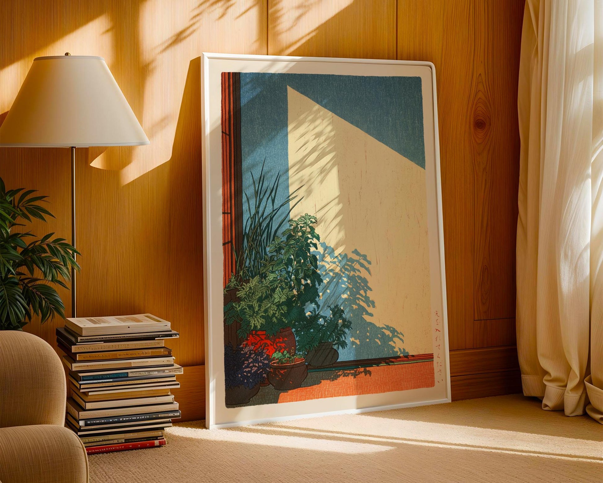 Japanese Botanical Wall Art Print – Hasui Kawase Style Minimalist Nature Decor