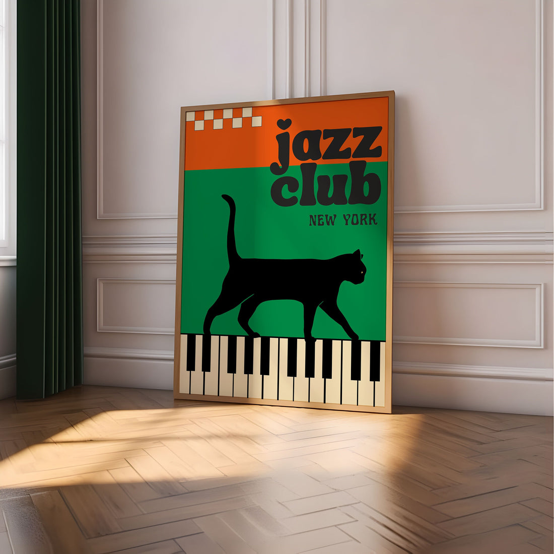 Jazz Club Wall Art Print – Retro Mid Century Modern Music Poster Decor