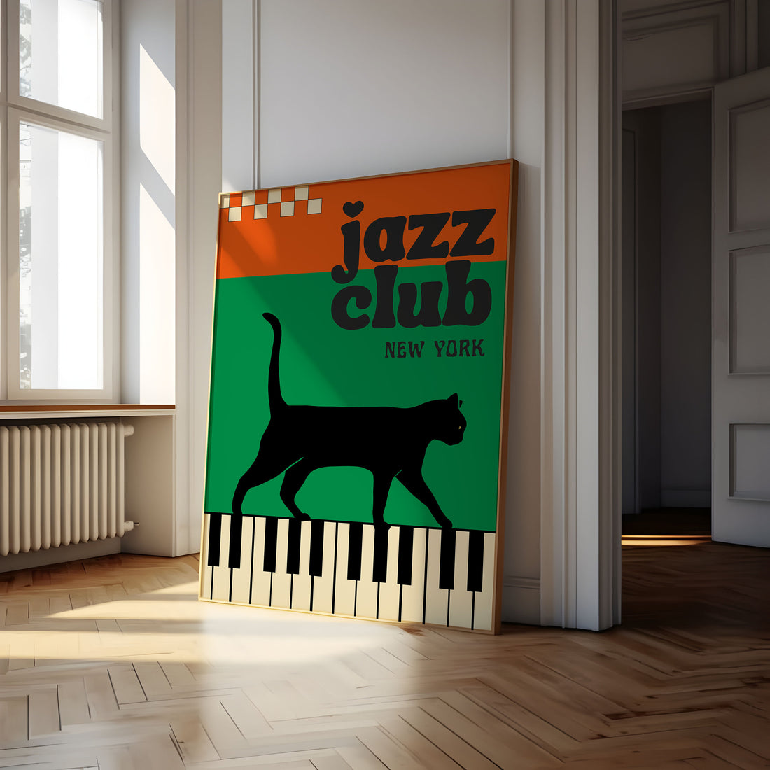 Jazz Club Wall Art Print – Retro Mid Century Modern Music Poster Decor