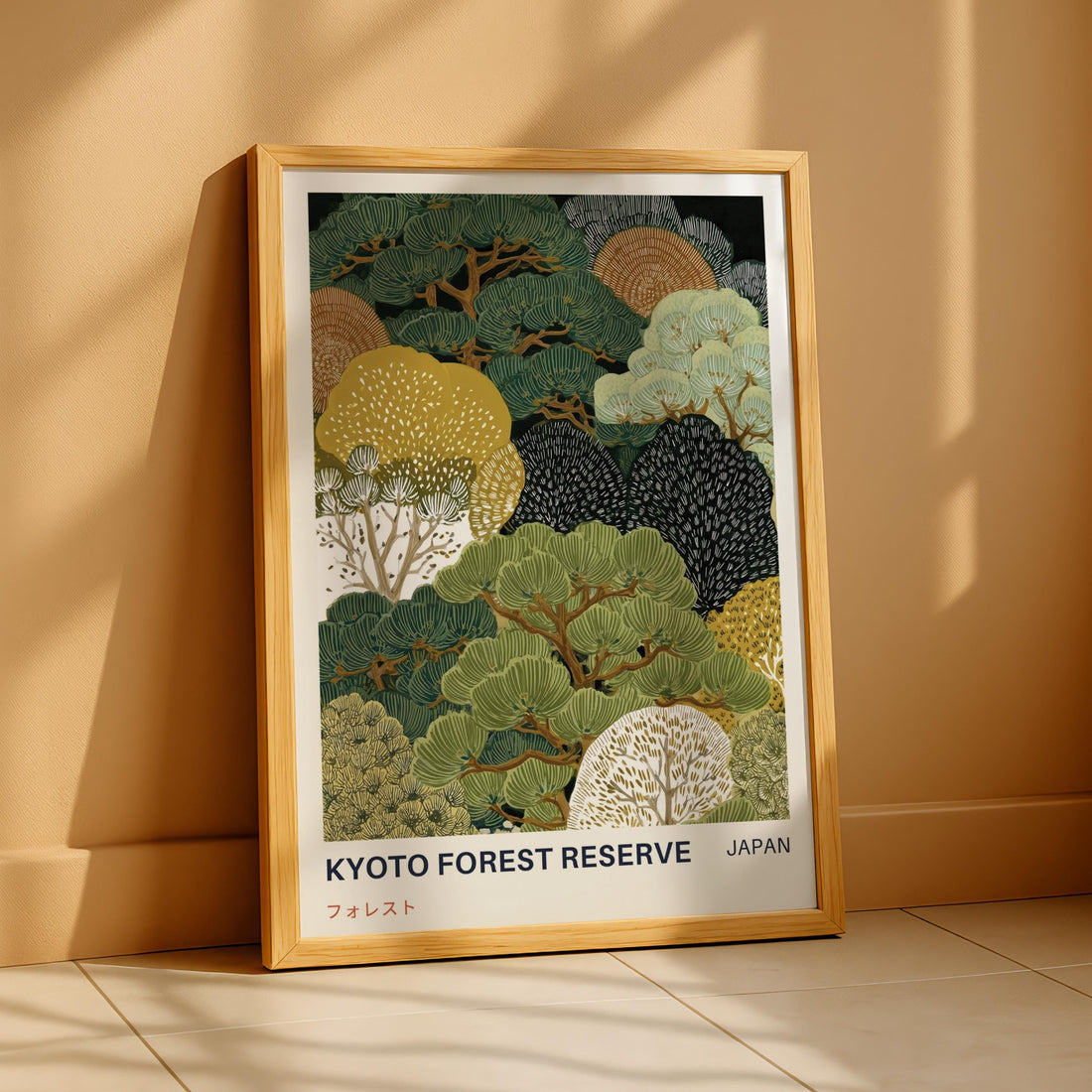 Kyoto Forest Reserve Wall Art Print – Vintage Japanese Landscape Japandi Decor